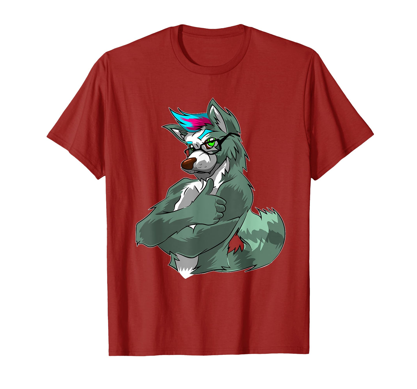 Thumbs Up Fursona Wolf Shirt Muscle Furry for Men Women Kids T-Shirt