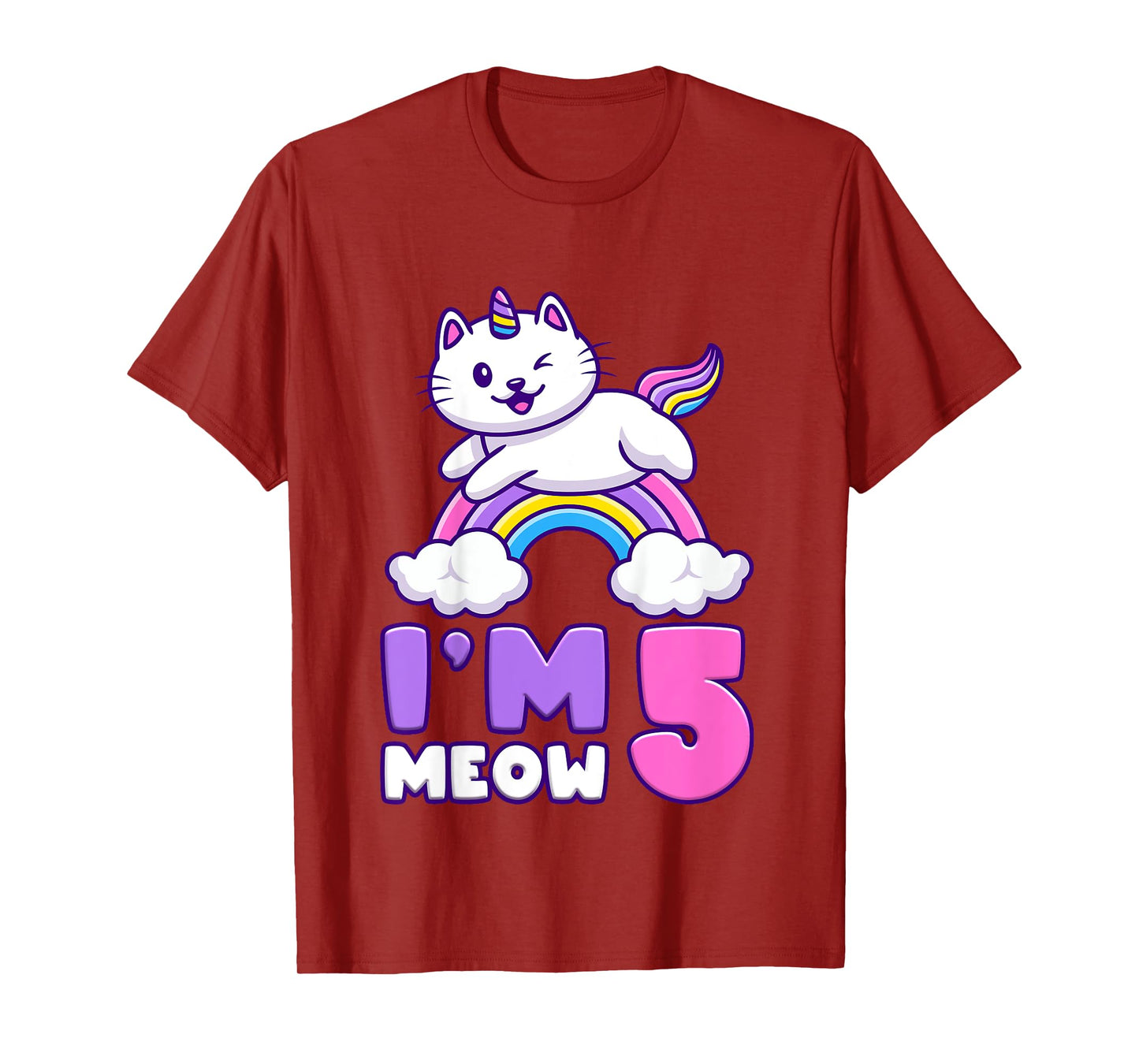 Birthday girl 5 years old, cat, unicorn, 5th birthday T-Shirt