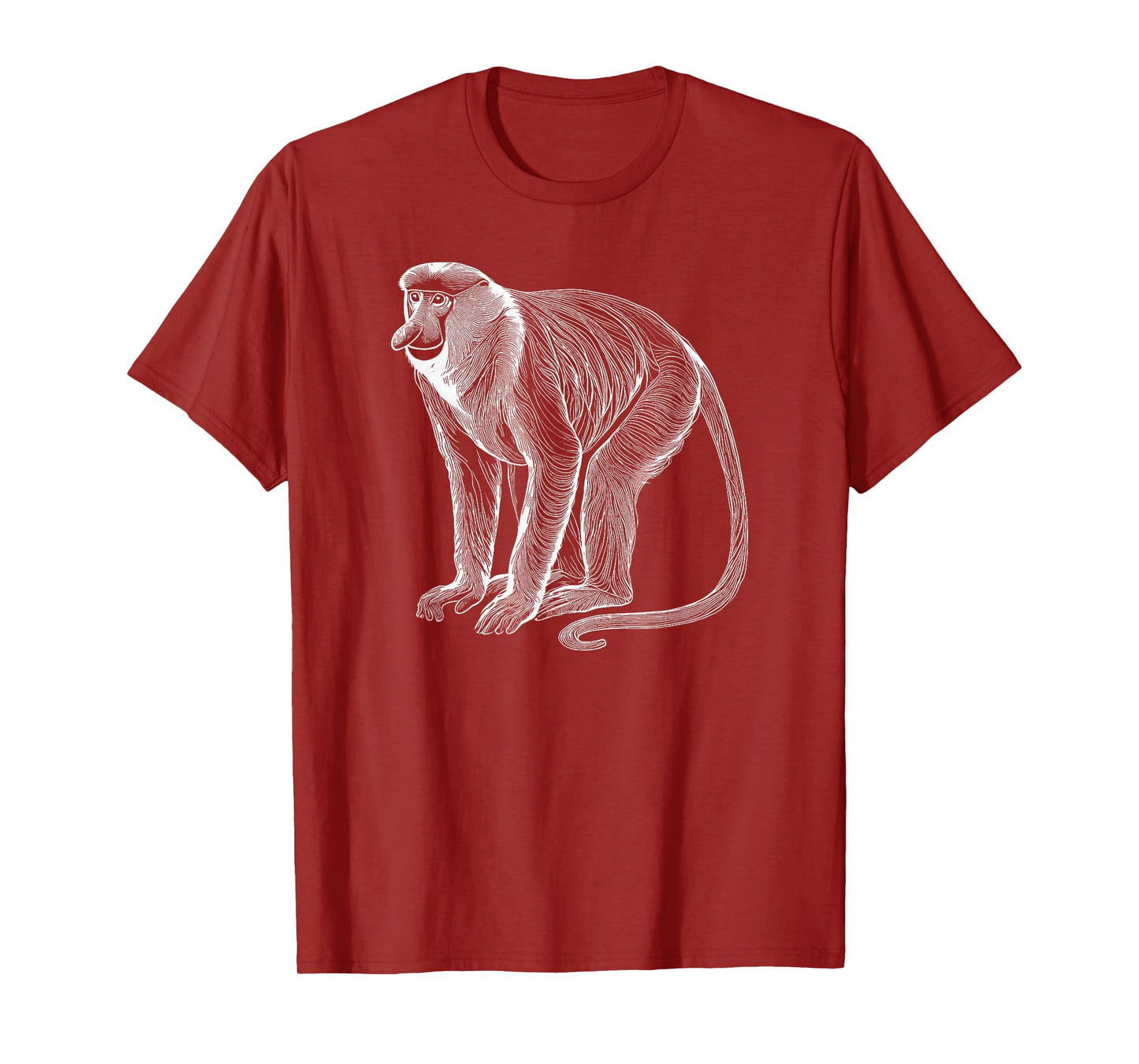 Line Art Proboscis Monkey Long-Nosed Monkey T-Shirt