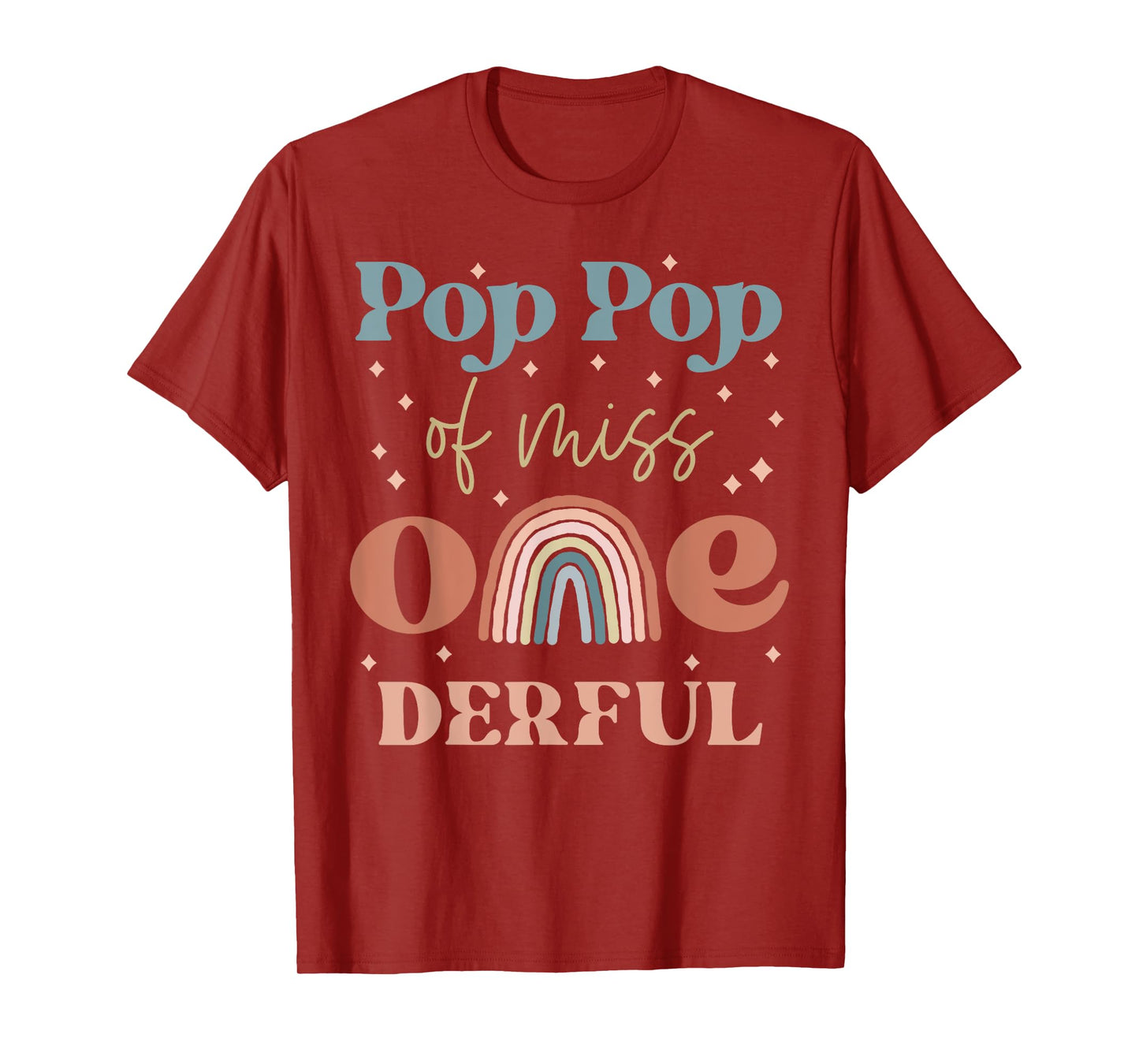 Pop Pop of Miss Onederful Boho Rainbow 1st First Birthday T-Shirt