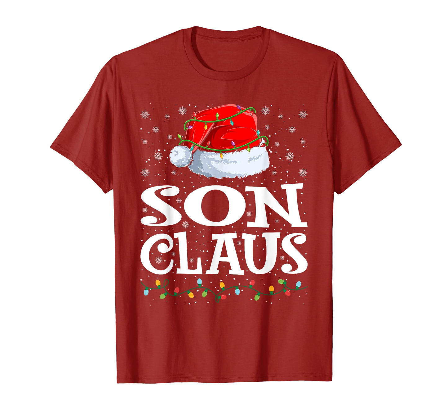 Son Claus Christmas Lights Santa Hat Family Matching T-Shirt