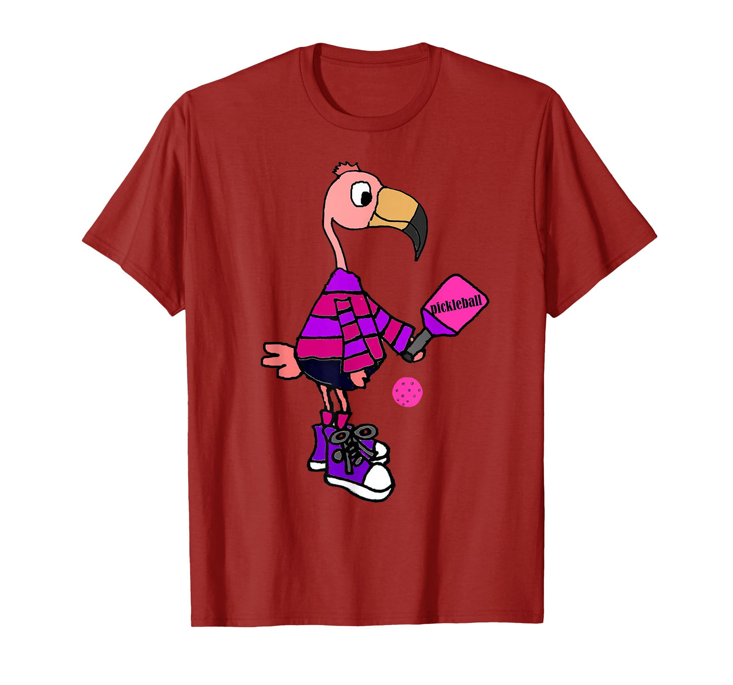 SmileteesSports Funny Flamingo Playing Pickleball T-shirt T-Shirt