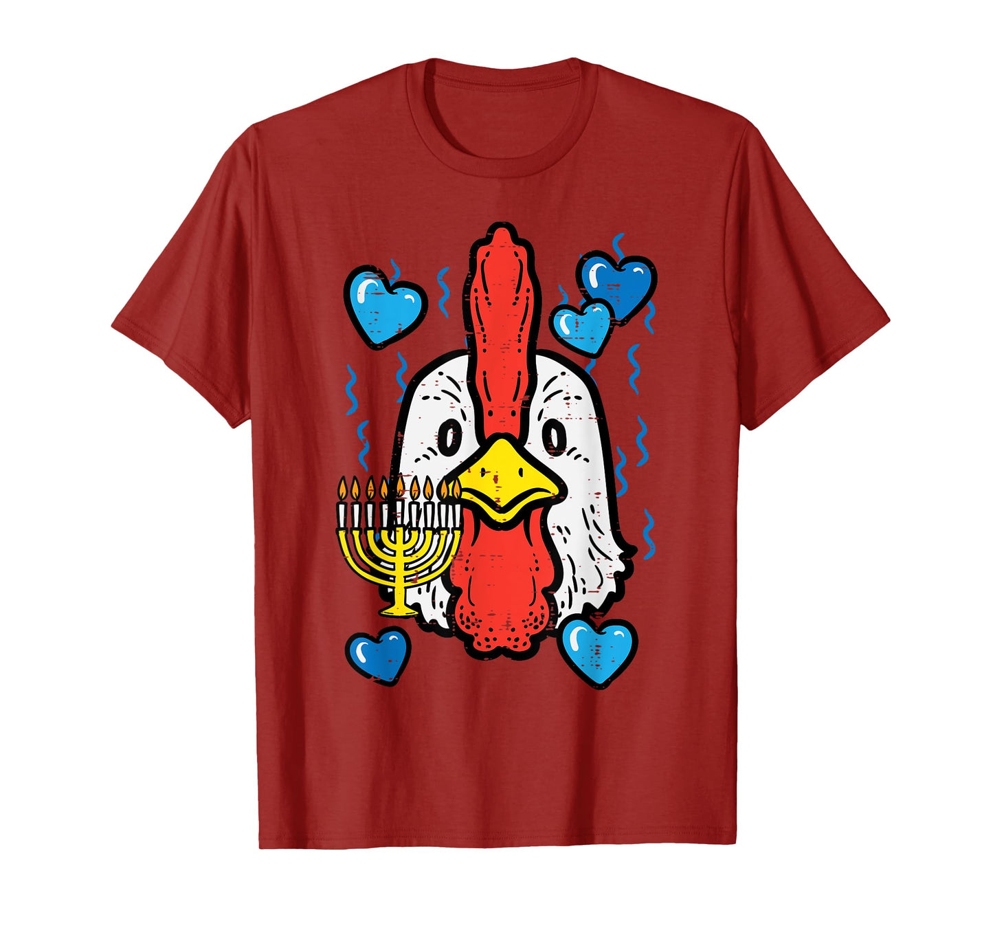 Hanukkah Chicken Face Chanukah Farm Jew Women Girls Boys Kid T-Shirt