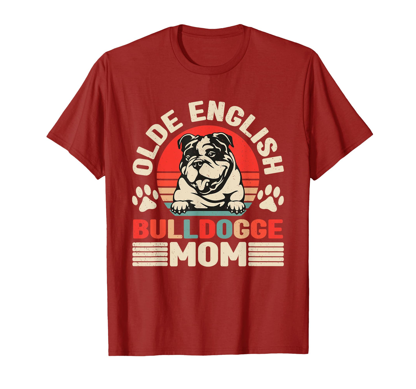 Old English Bulldog Mom Retro Walking Dog Owner Dog Lover T-Shirt for Men Women
