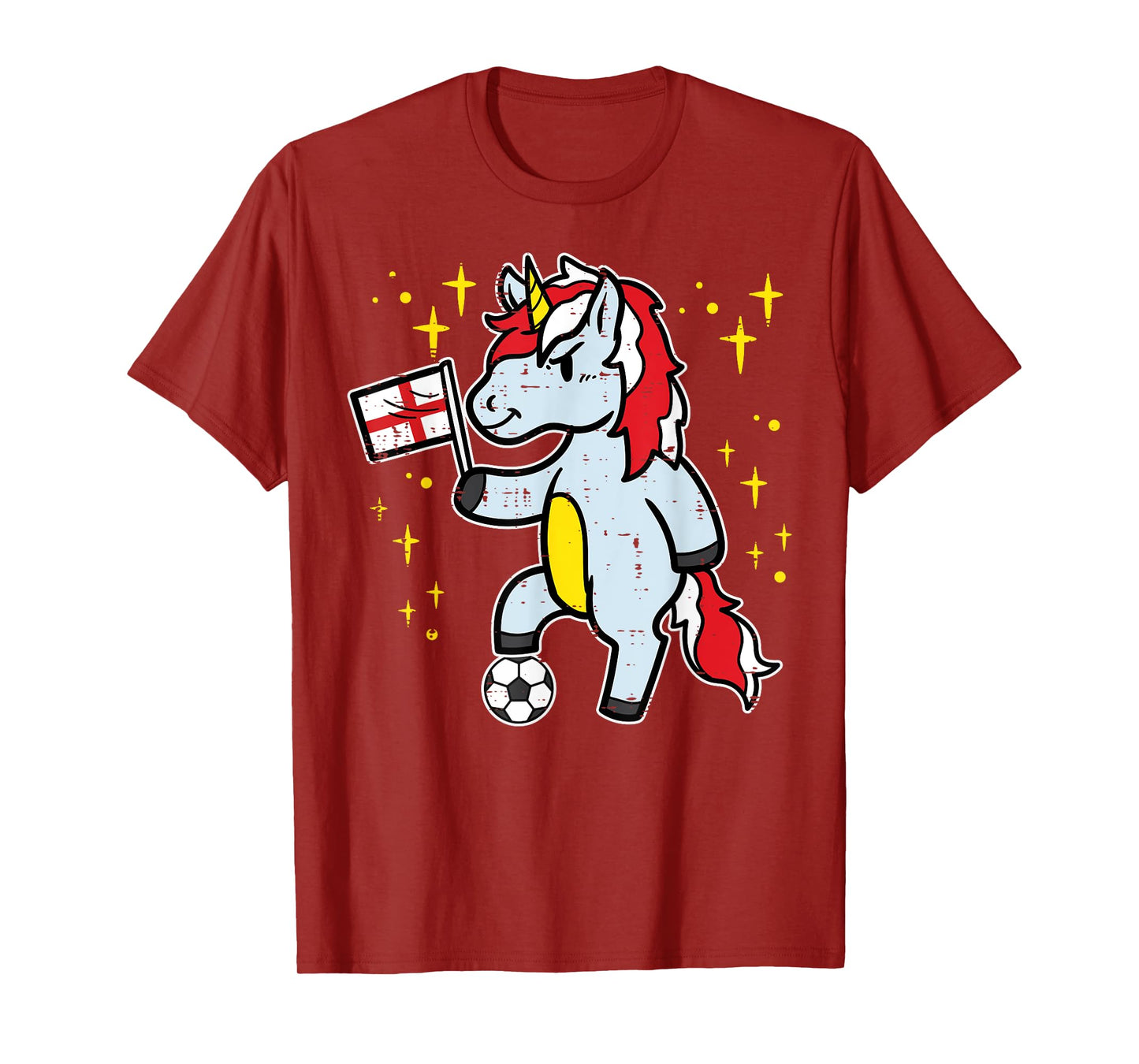 England Flag Unicorn Football Soccer Fan Women Girls Kids T-Shirt