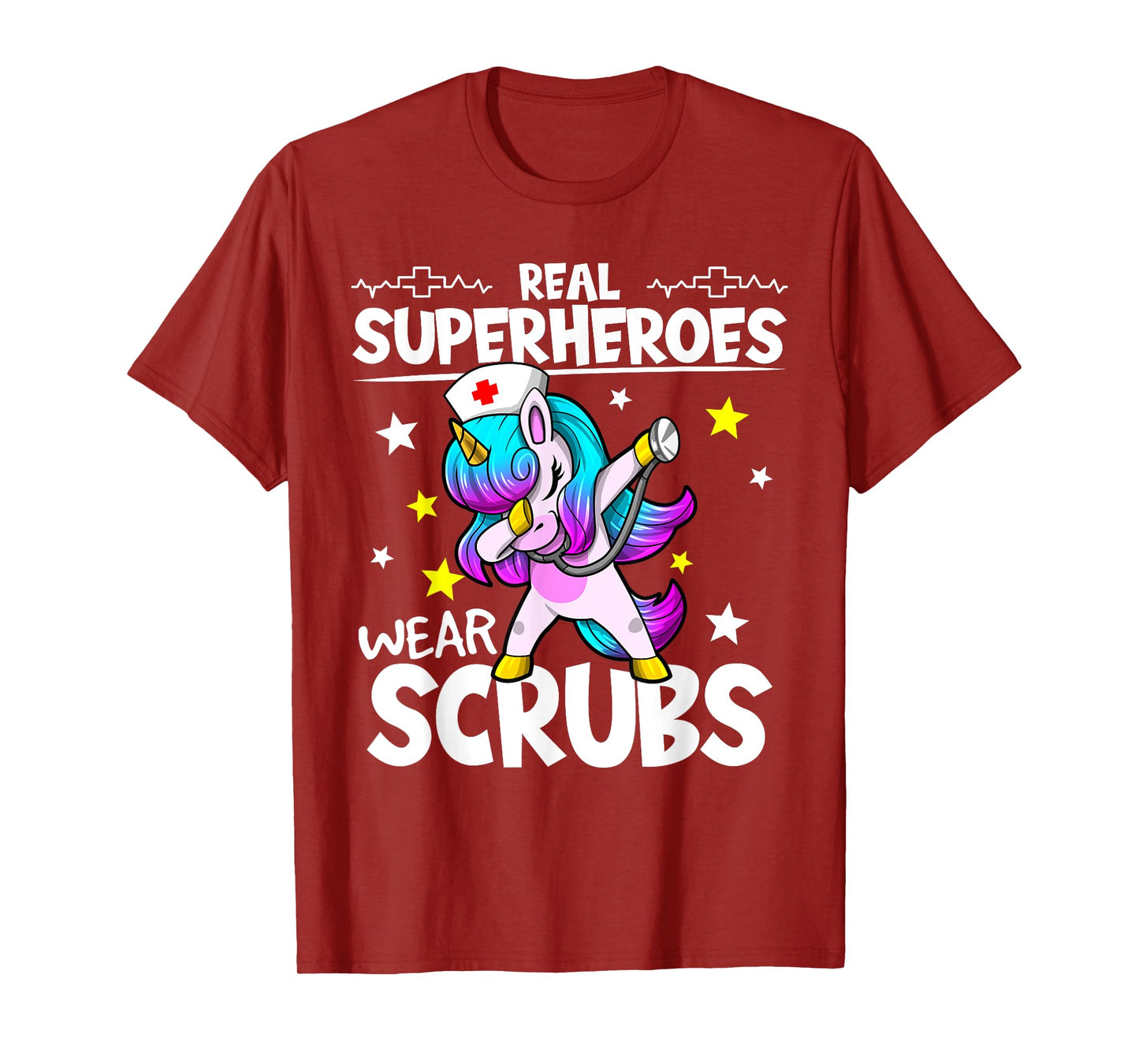 Nursing Dabbing Unicorn Real Superheroes Wear Scrubs Nurse T-Shirt