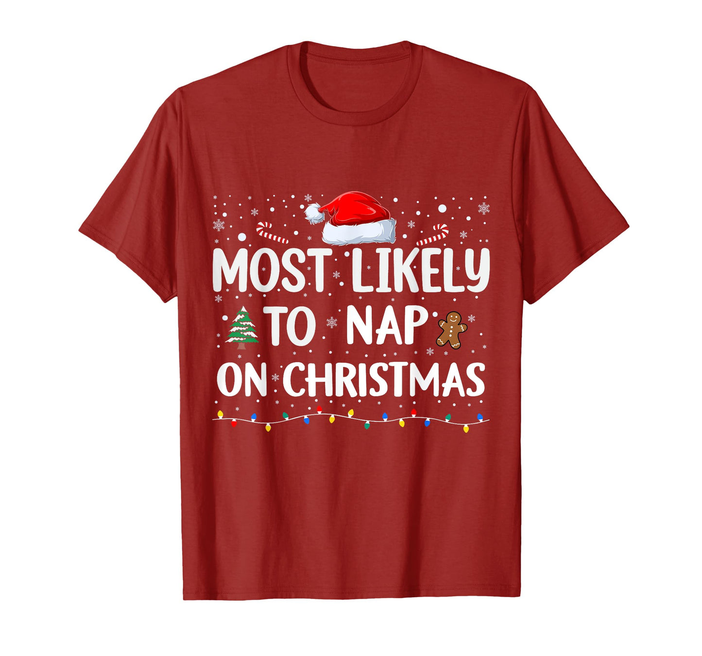 Most Likely To Nap On Christmas Family Christmas Funny T-Shirt