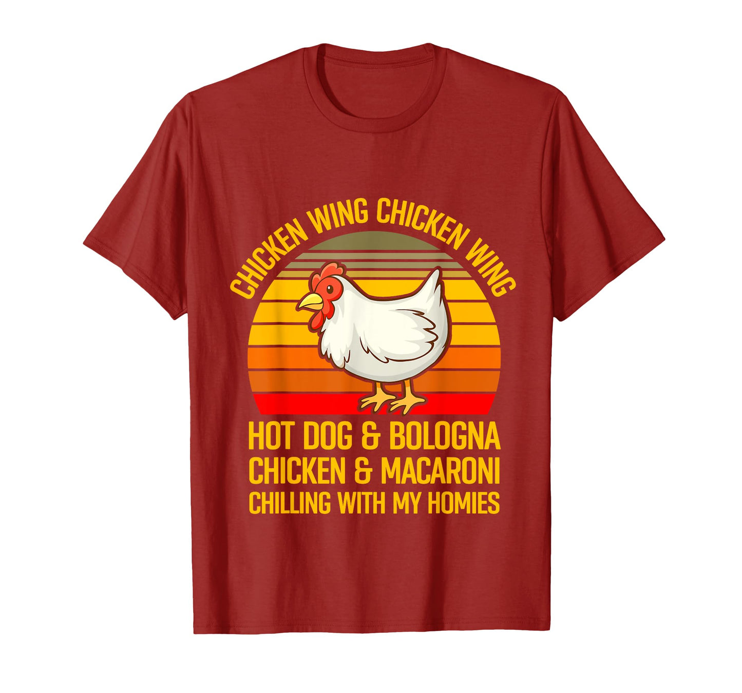 Funny Chicken Wing Song Lyric Hot Dog Bologna Macaroni Kids T-Shirt