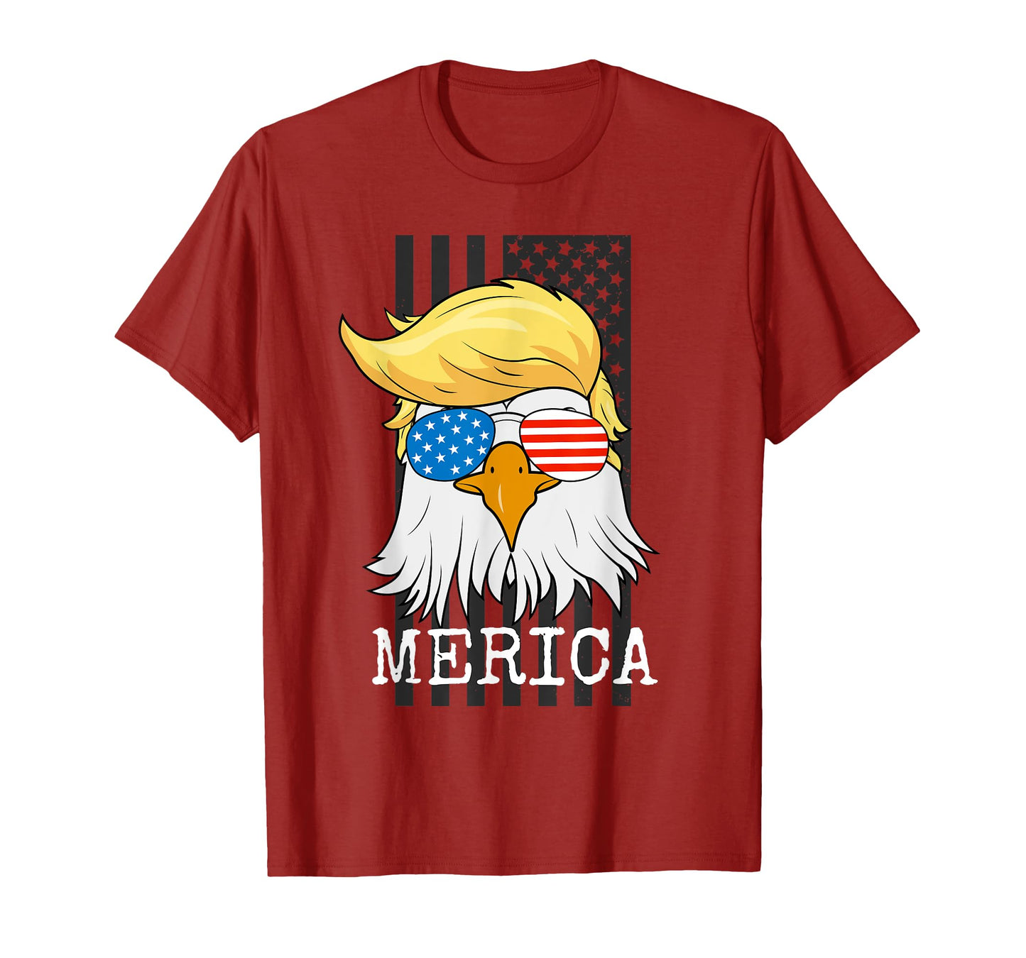 Merica Bald Eagle 4th of July Trump American Flag Funny Gift T-Shirt