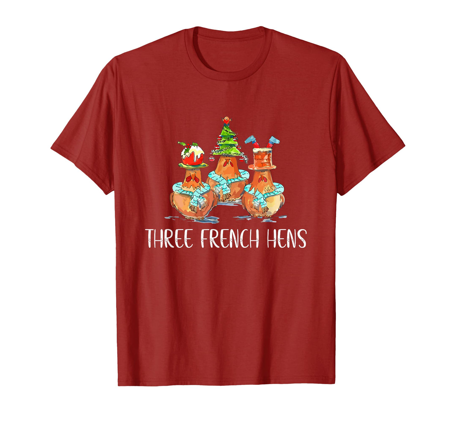 Funny Christmas Gift of Three French Hens T-Shirt