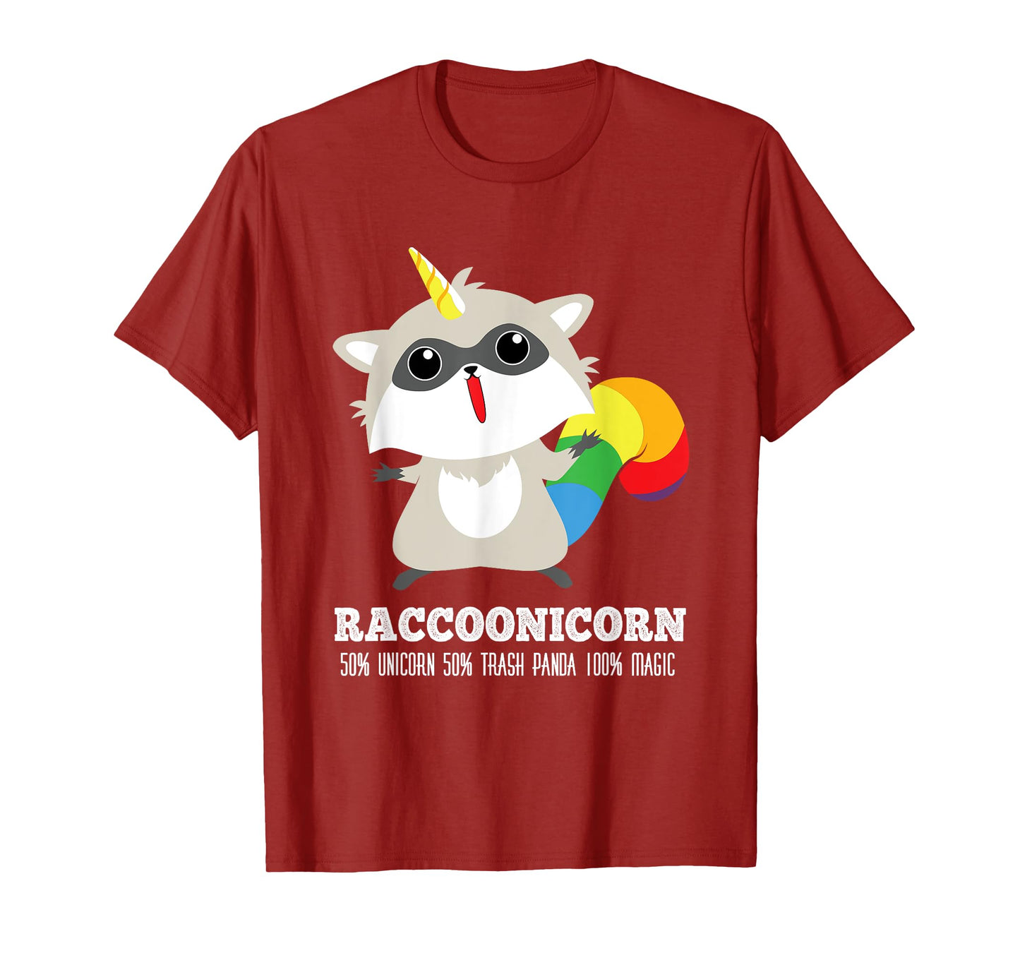 Racoonicorn Funny Trash Panda Raccoon With Unicorn Horn T-Shirt