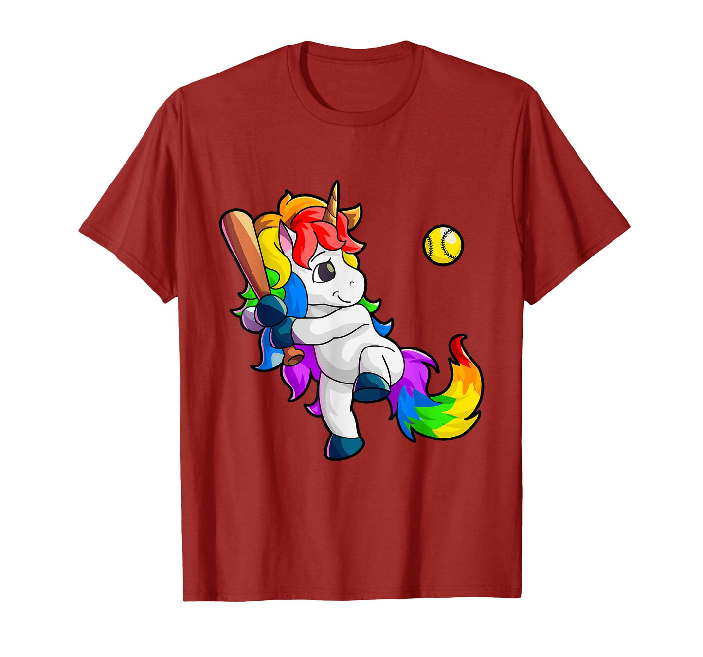 Unicorn Softball Girls Women Baseball Softball Player T-Shirt