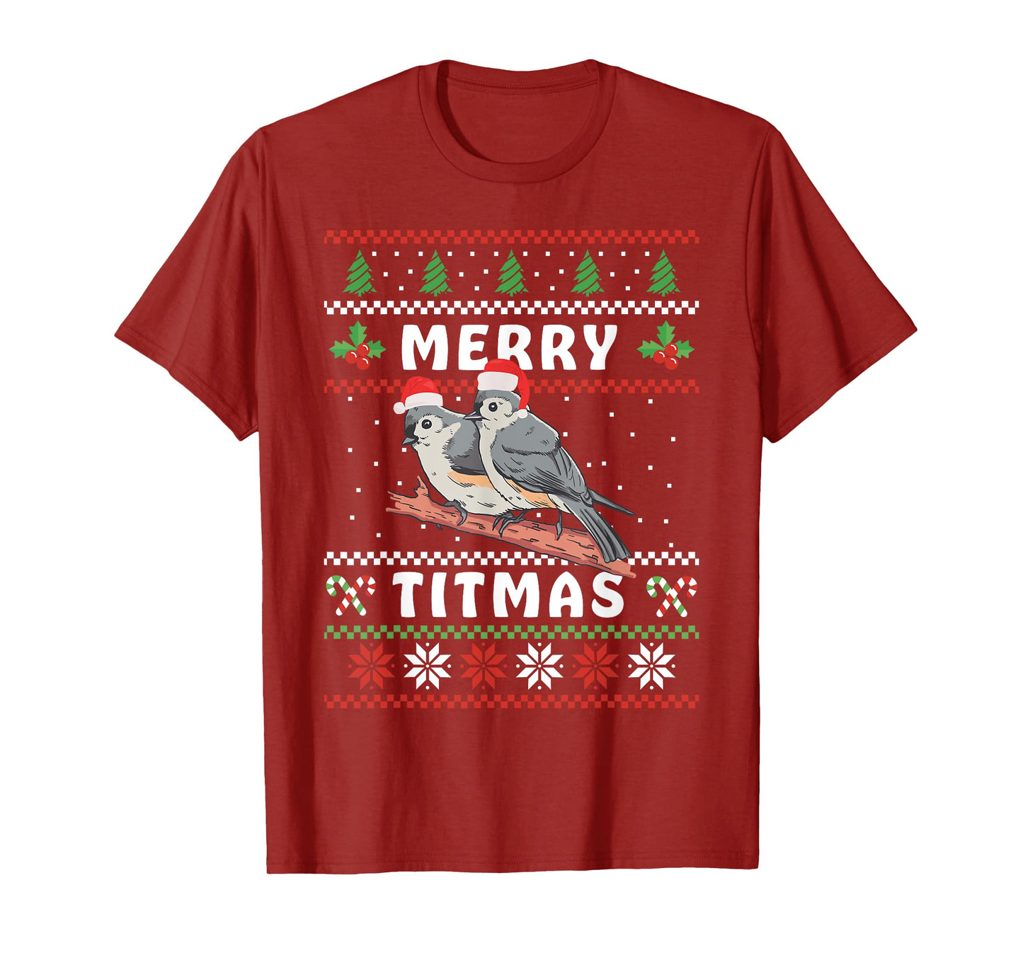 Funny Tufted Titmouse Merry Titmas Gift Bird watching T-Shirt