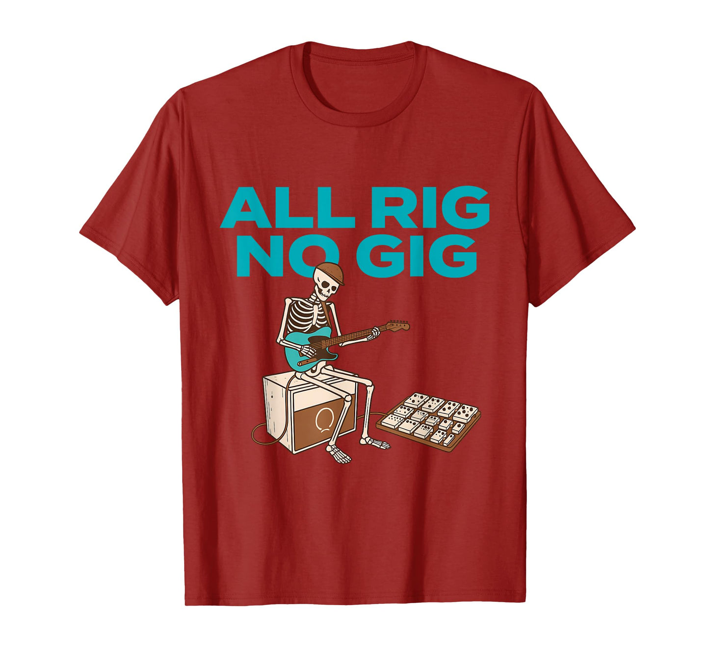 All Rig No Gig - Vintage Skeleton Playing Electric Guitar T-Shirt