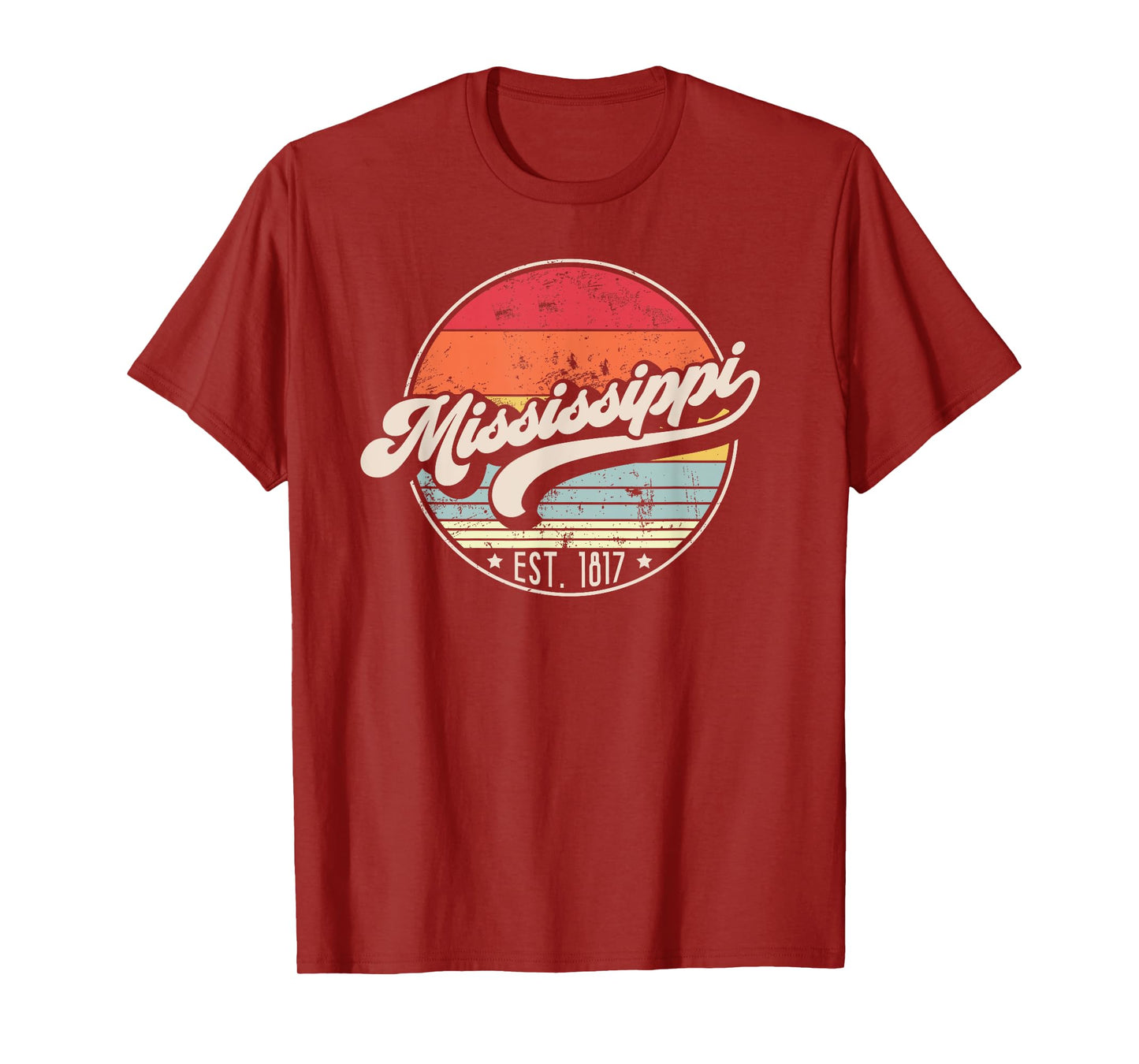 Retro Mississippi Home State MS Cool 70s Style Sunset T-Shirt