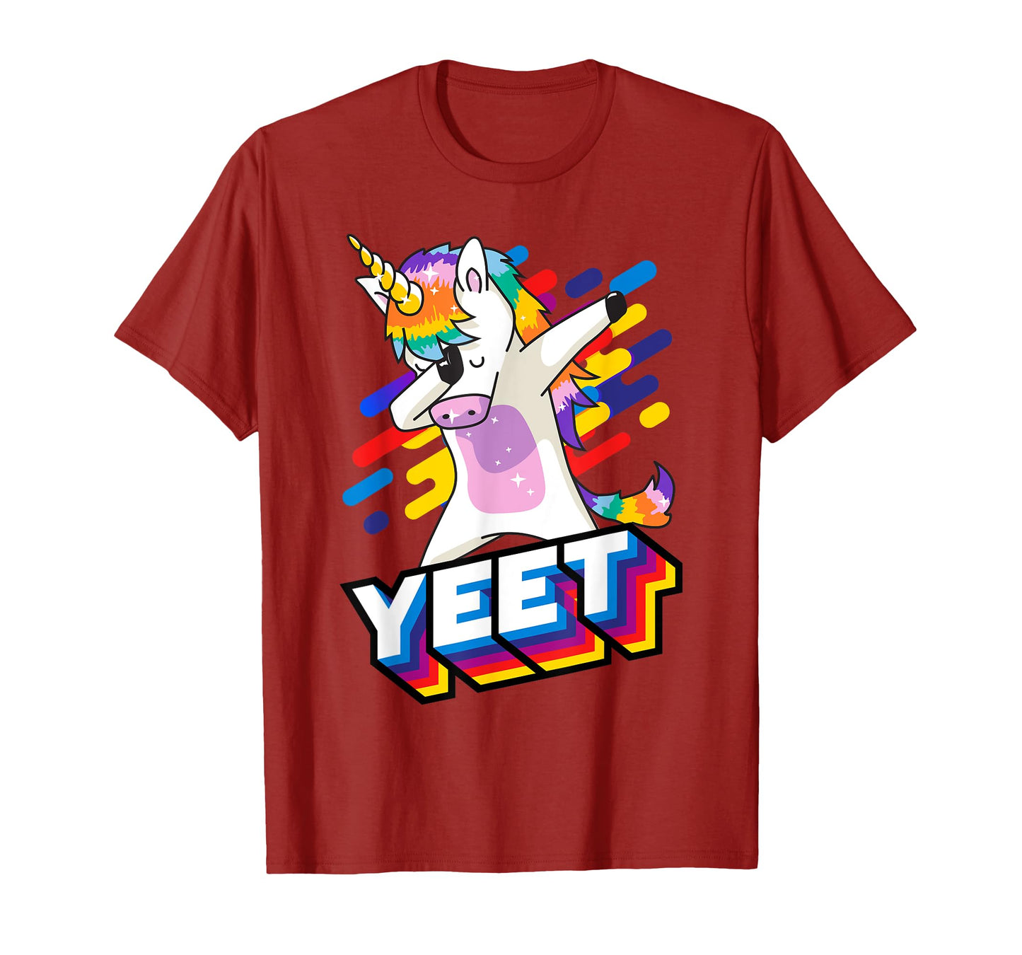 Colorful Dabbing Dancing Unicorn Celebration Yeet T-Shirt