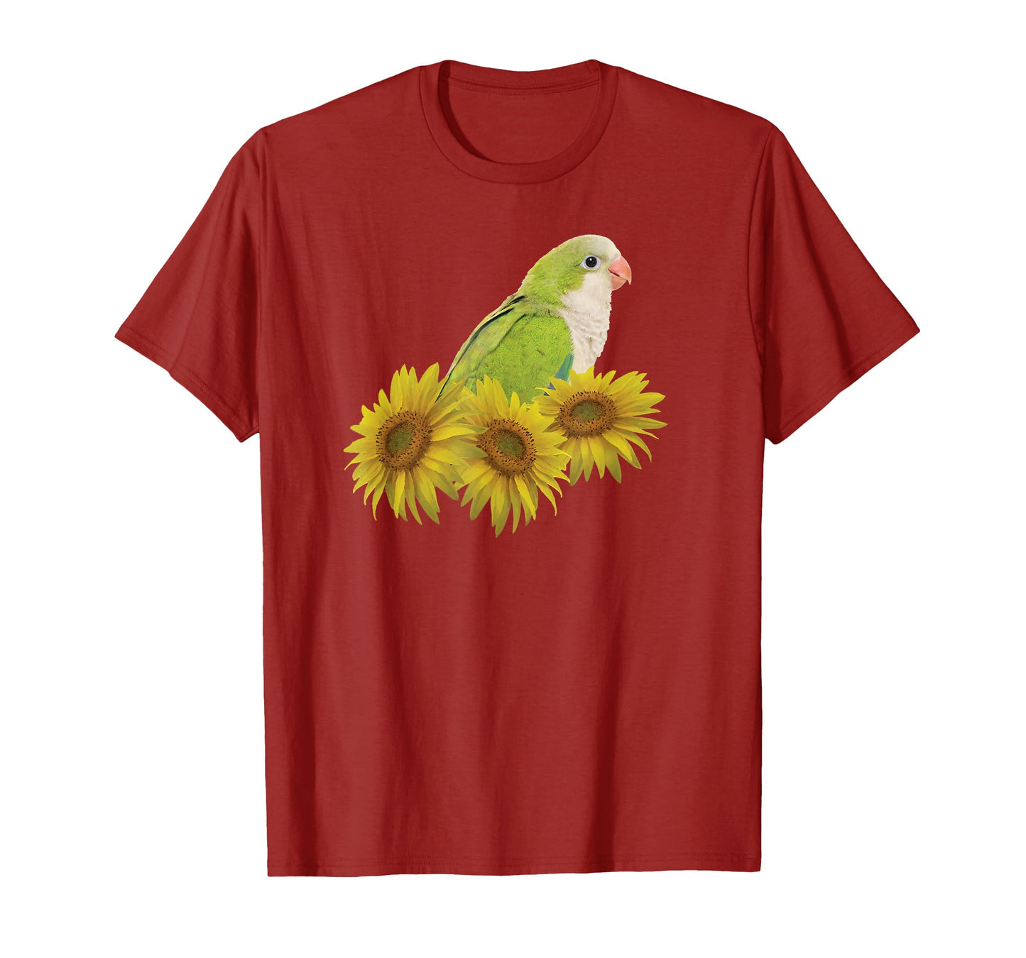 Quaker Parrot Green Monk Parakeet Sunflower T-Shirt