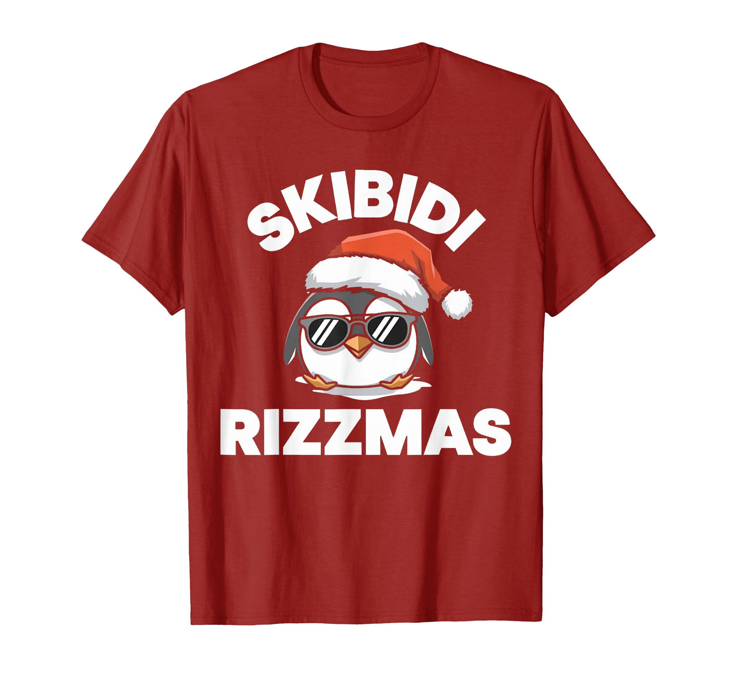 Skibidi Rizzmas Funny Gen Alpha Slang Christmas Penguin T-Shirt
