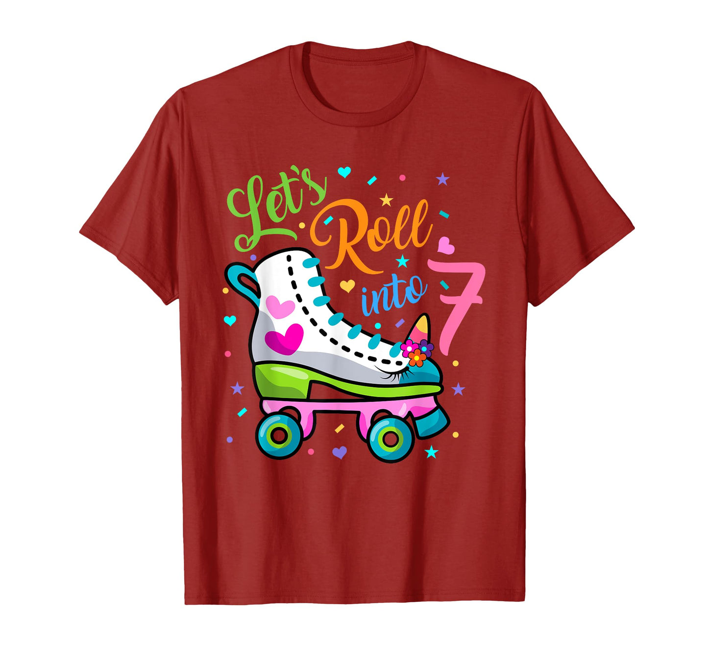 Let's Rolling Into 7 Years Old 7th Birthday Skating Unicorn T-Shirt