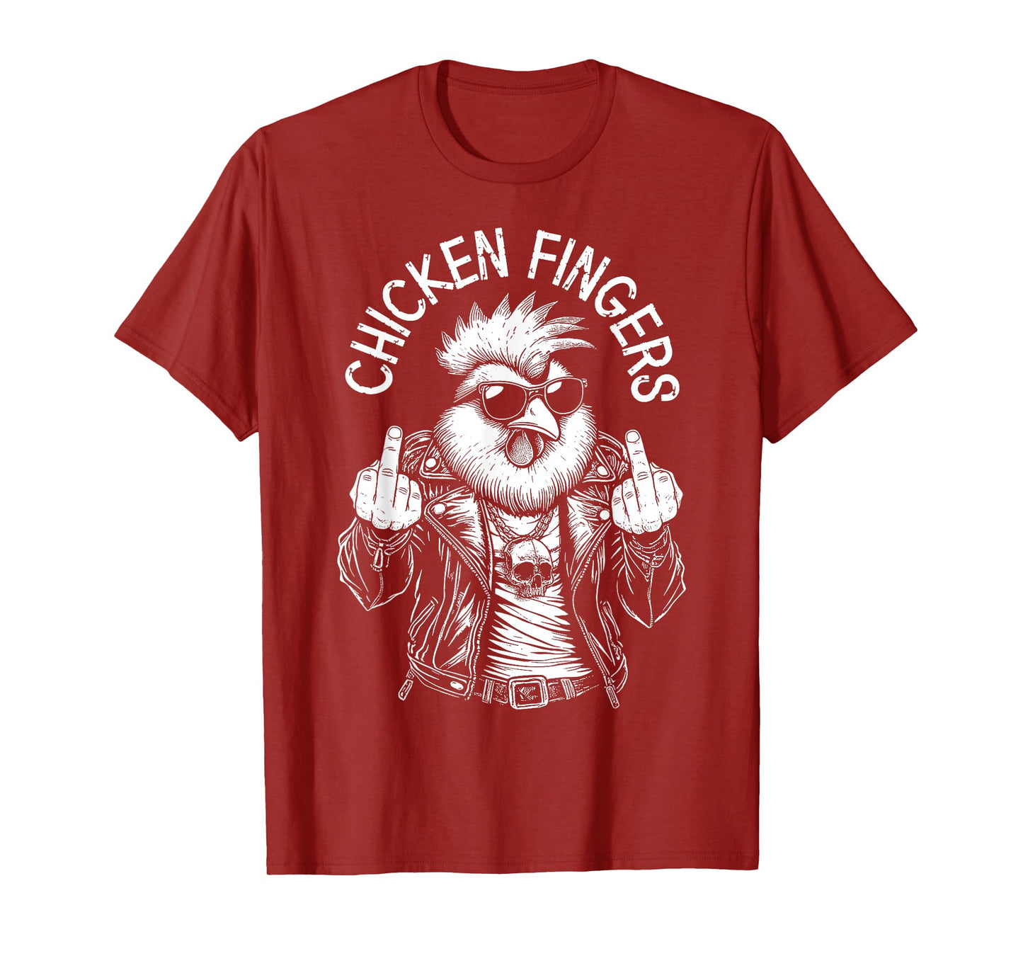 Grandio Design Introverted Intellectual Gifts Chicken Fingers Funny Adult Middle Finger Rude Rooster T-Shirt