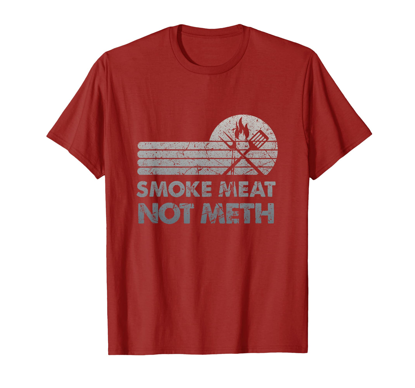 BBQ Smoke Meat Not Meth Brisket Ribs Grey Vintage Distressed T-Shirt