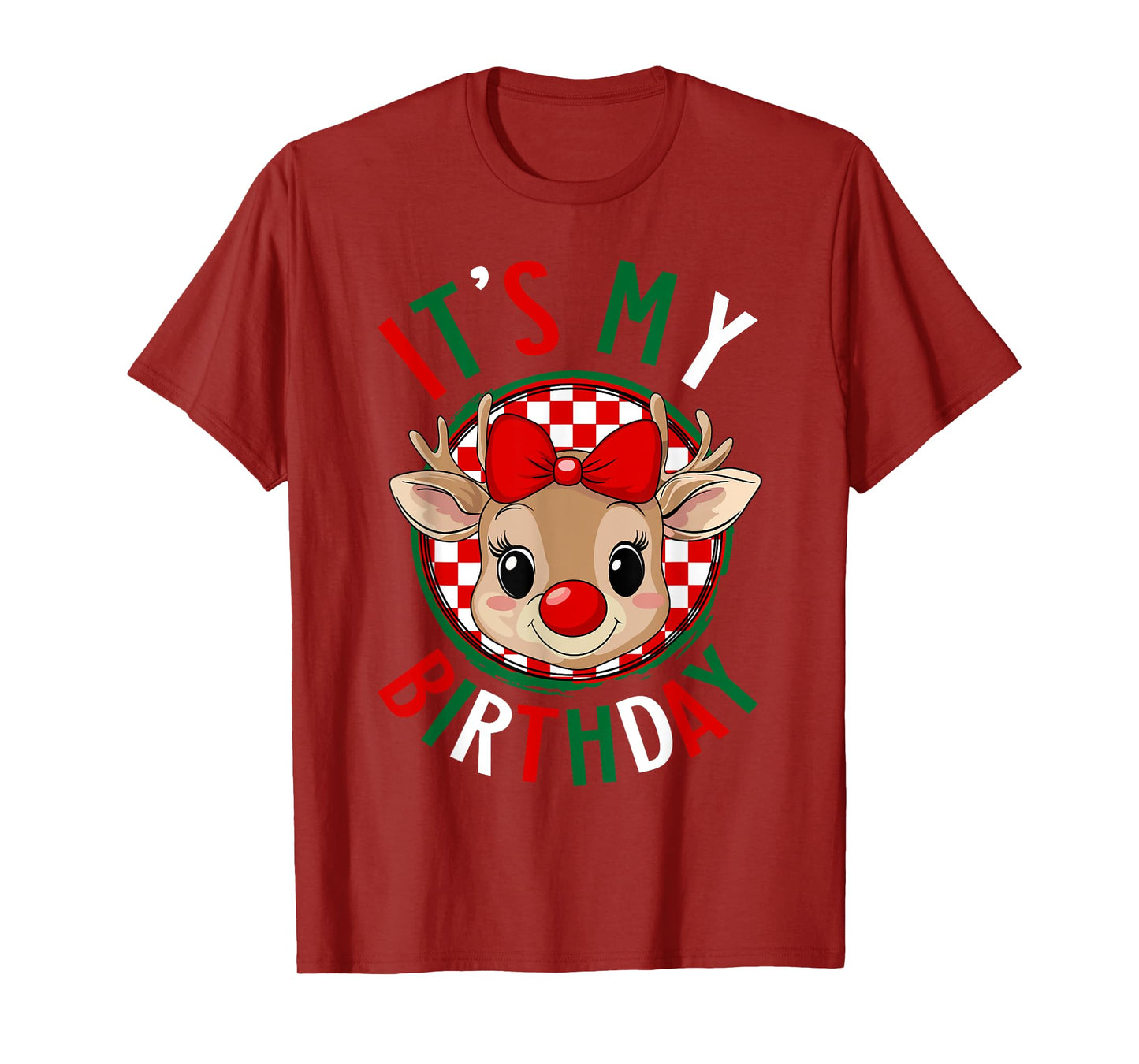 It's My Birthday Reindeer Christmas Pajamas Women Girls T-Shirt