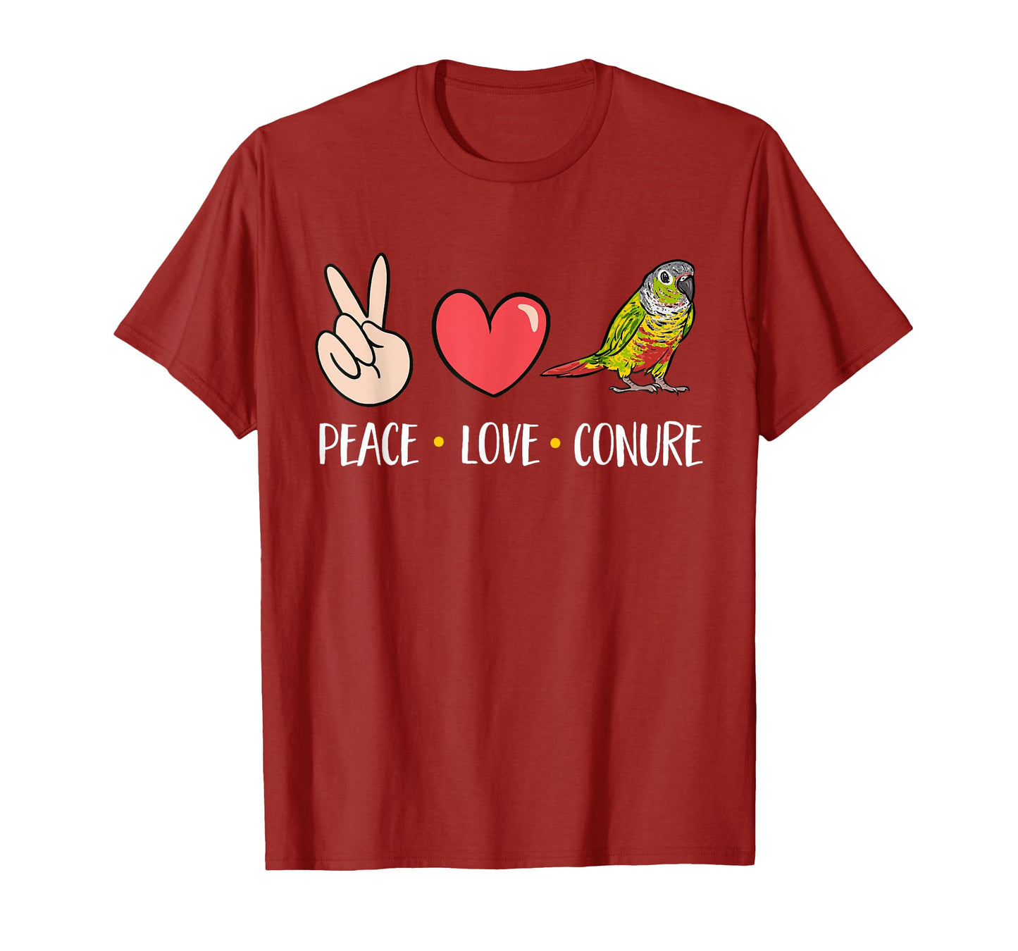 Green Cheek Conure Peace Love Conure Parrot Bird Conure T-Shirt