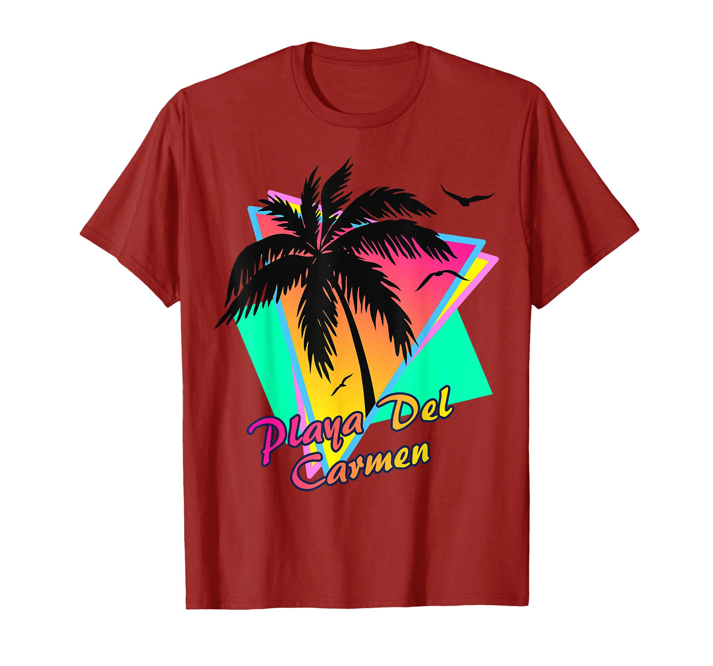 Playa Del Carmen 80s Tropical Summer And Beach Palm Sunset T-Shirt