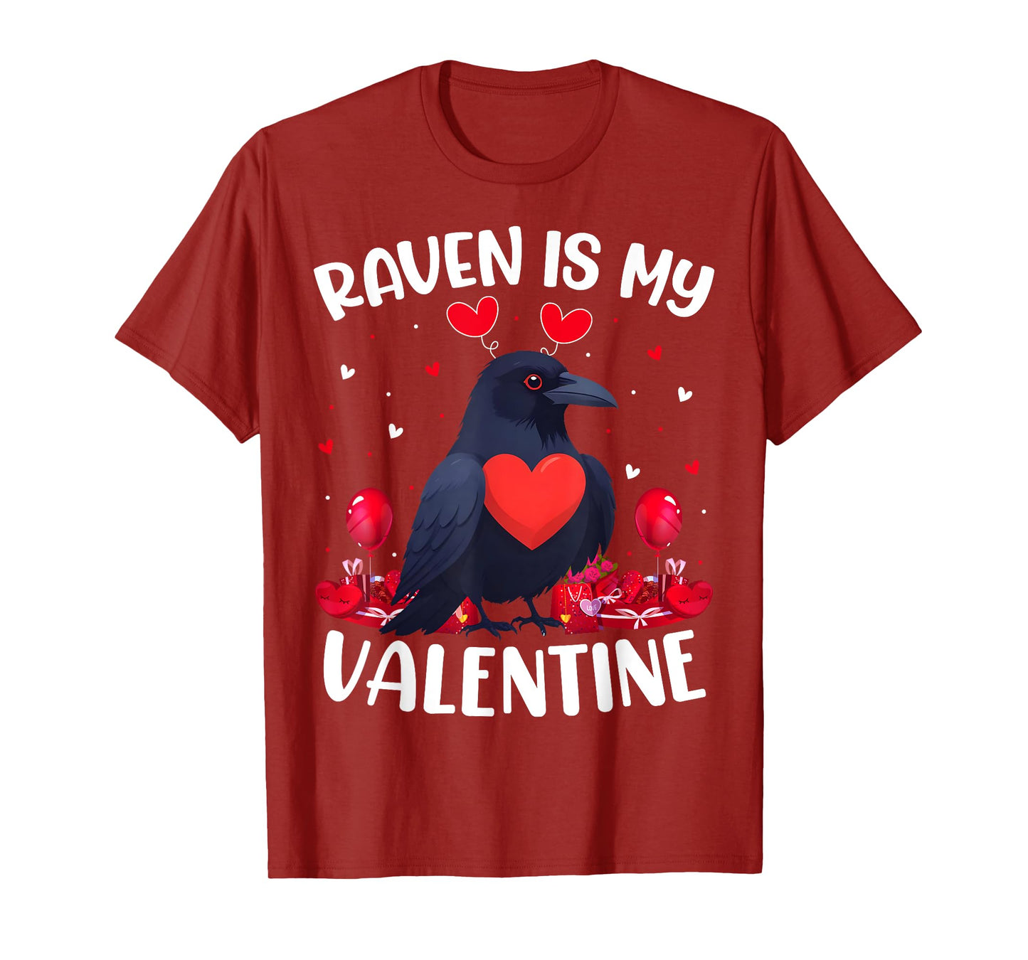 Raven Is My Valentine Love Heart Raven Bird Valentines Day T-Shirt