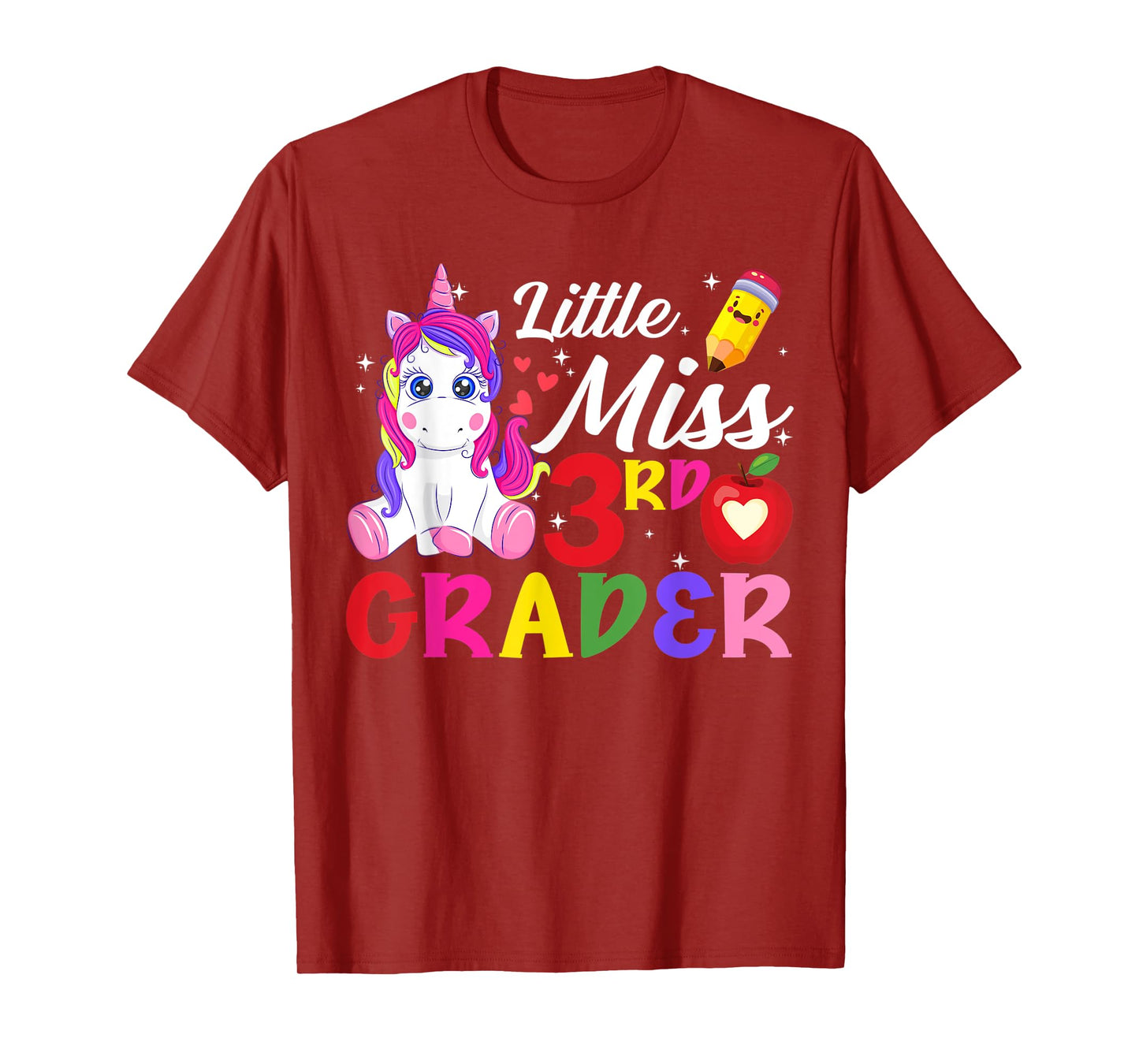 Funny Little Miss Third Grader Unicorn First Day Of School T-Shirt