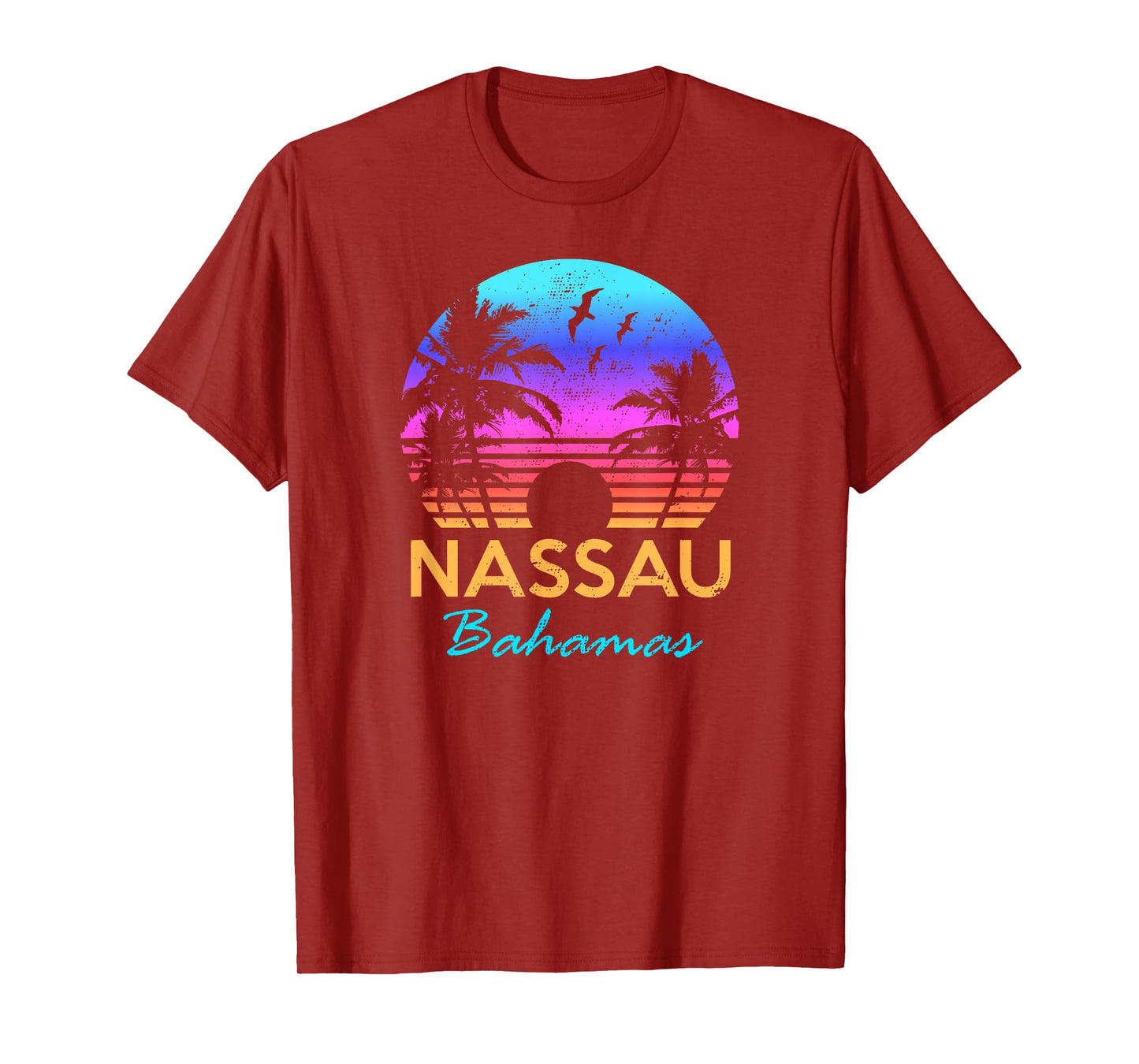 Nassau Bahamas Beach Trip Souvenir Sunset Vintage Graphic T-Shirt