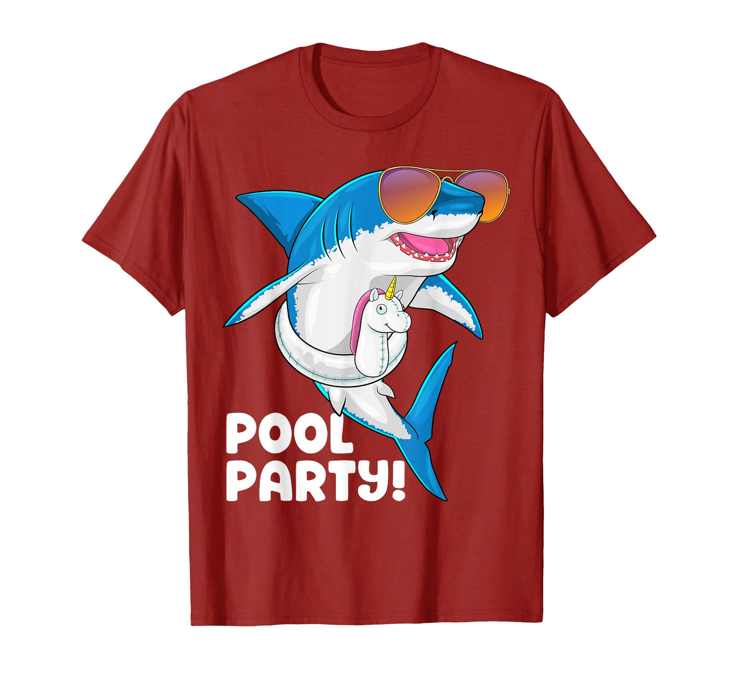 Pool Party Unicorn Float Summer Vacation Funny Shark Swim Men Women Girls Kids T-Shirt
