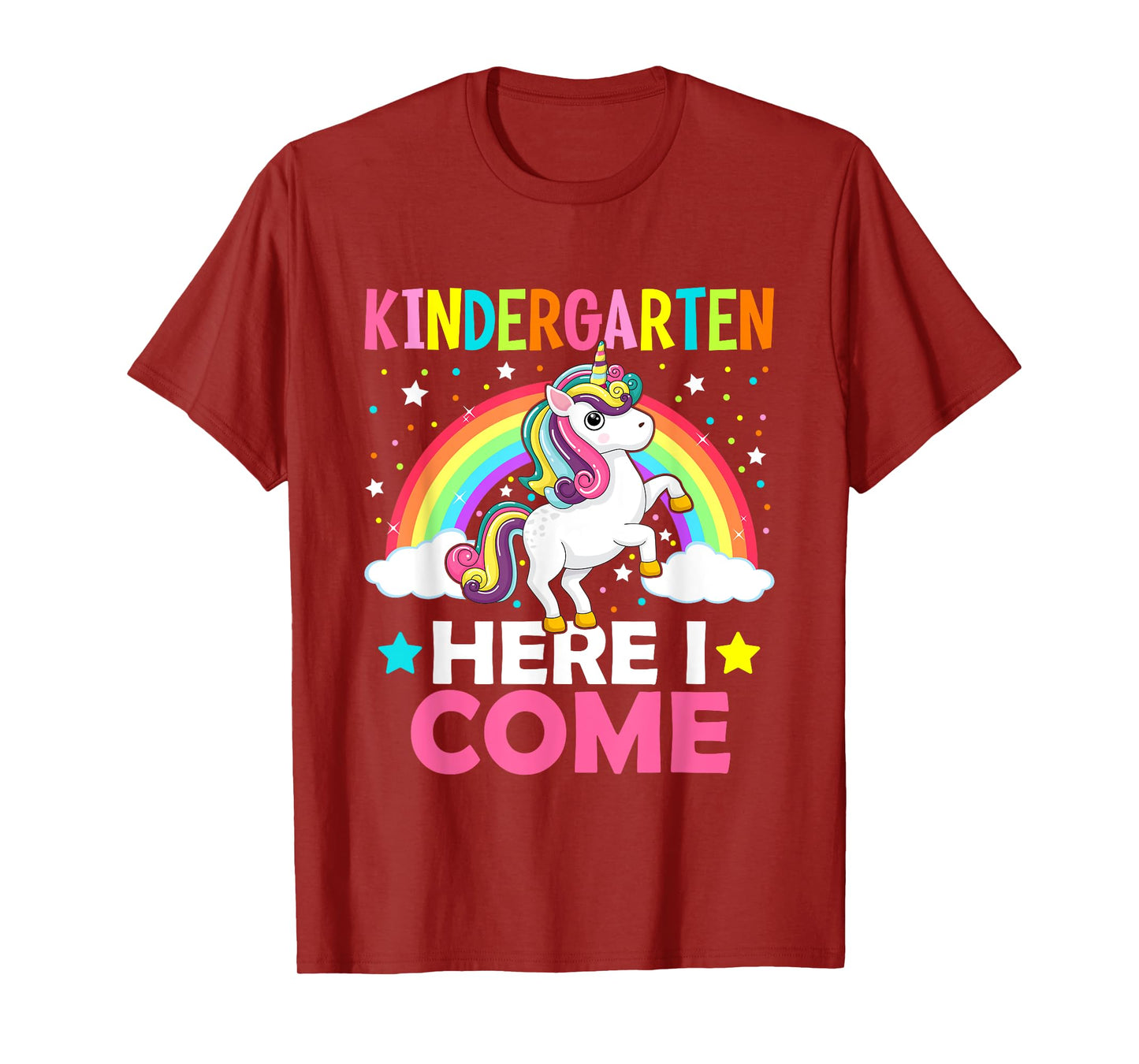 Kindergarten Here I Come Cute Unicorn 1st Day Back To School T-Shirt