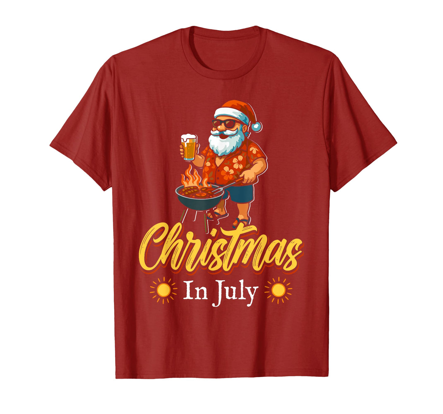 Christmas In July Santa BBQ Summer Hawaiian Christmas T-Shirt
