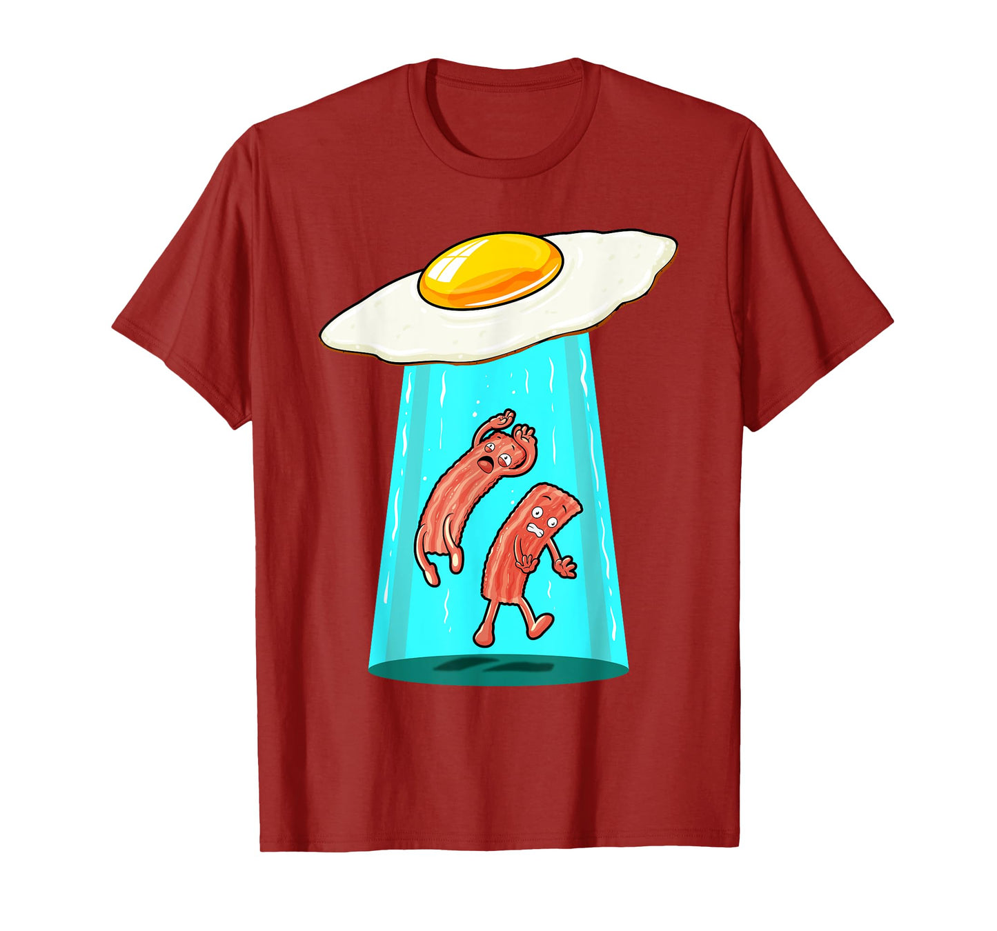 Egg Bacon UFO Abducting Funny Alien Breakfast Food Lover T-Shirt