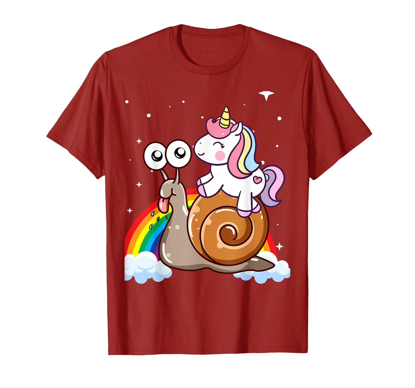 Unicorn Riding Snail Boys Girls Men Women Kids Teen Rainbow T-Shirt
