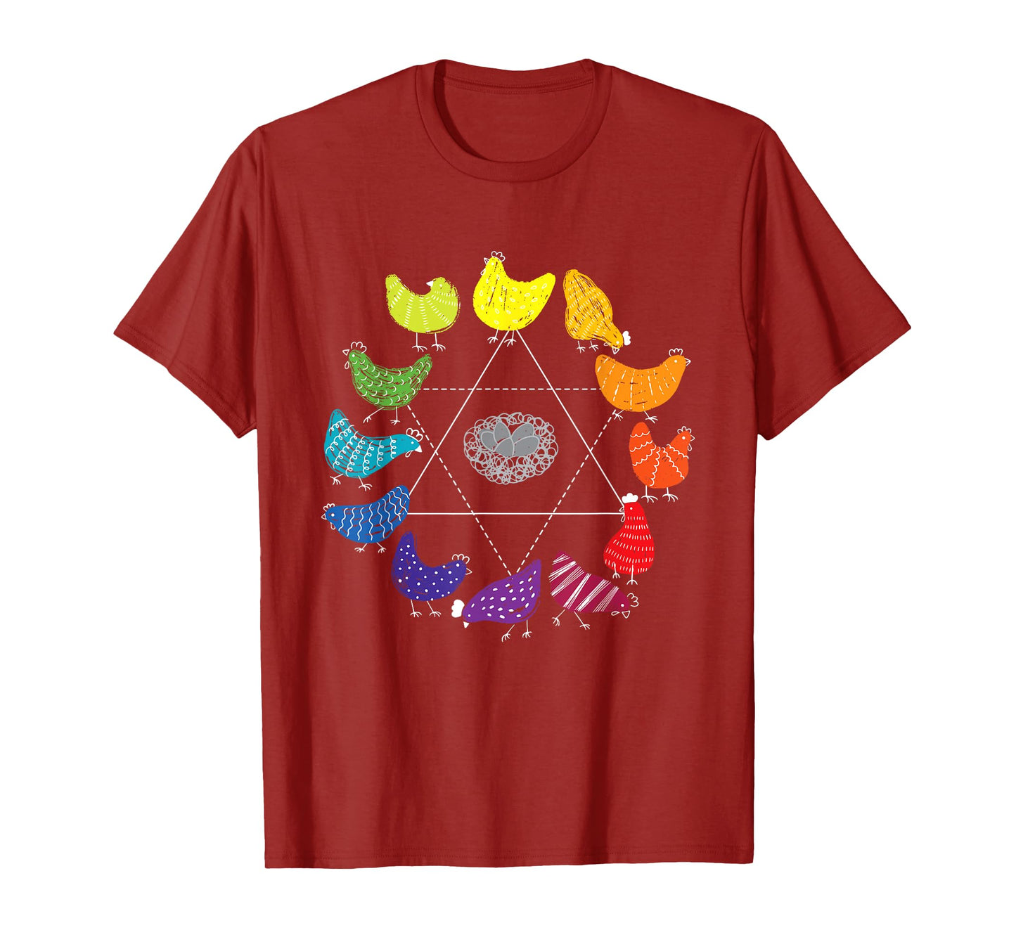 Chicken Themed Color Wheel Educational Art Teacher Artist Men Women Girls Kids T-Shirt