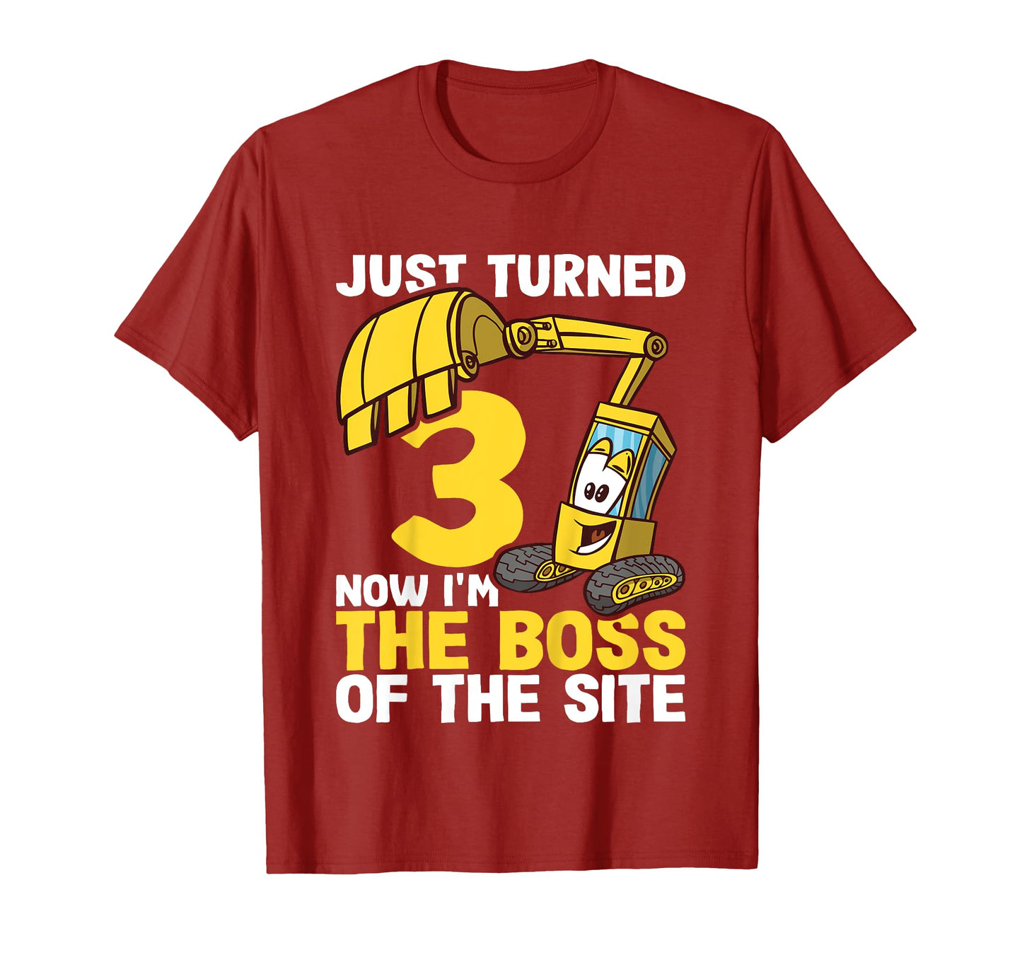 Kids 3rd Birthday Shirt Boy Excavator Construction Site Boss T-Shirt