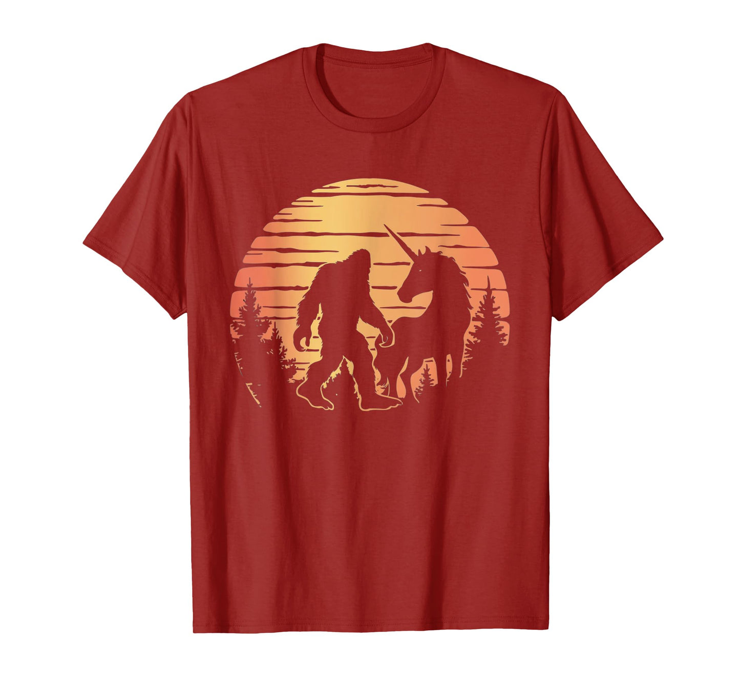 Bigfoot And Unicorn For Men Women And Kids! Retro Sasquatch T-Shirt