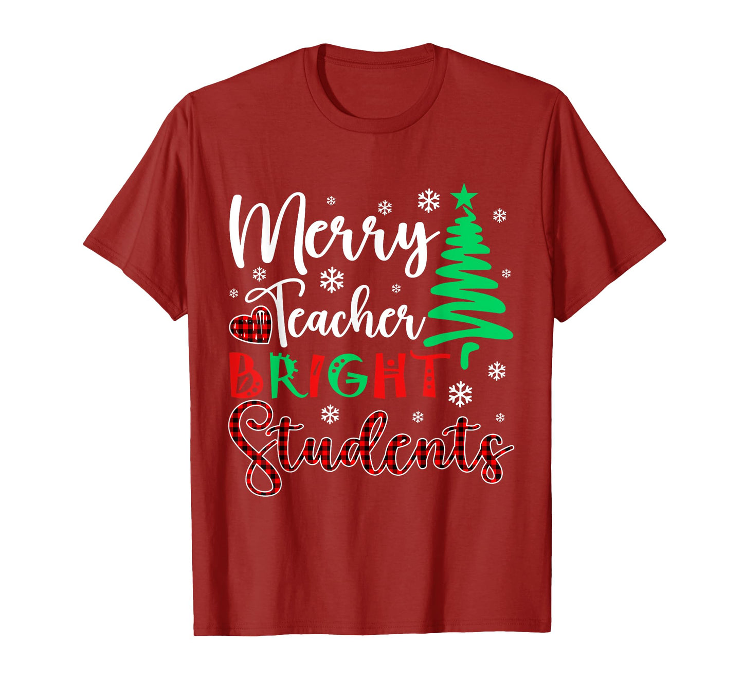 Merry Teacher Bright Student Teacher Xmas Funny Women Men T-Shirt