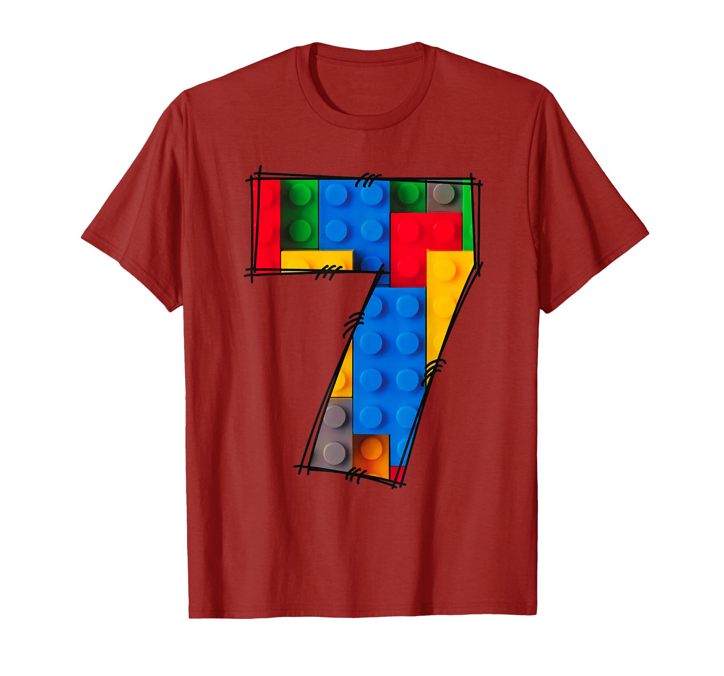 7 Years Old Blocks Building Master Builder 7th Birthday Kid T-Shirt
