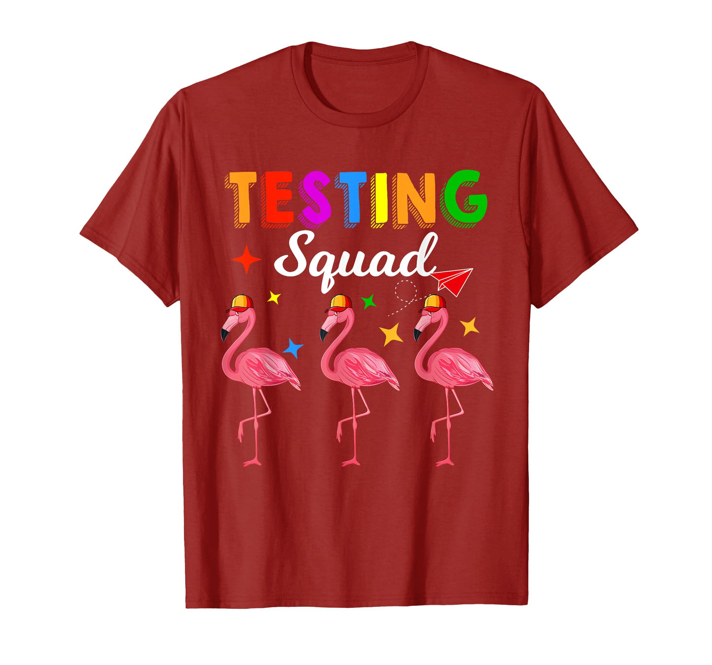 Testing Squad Three Cute Flamingos Test Day Teacher Students T-Shirt
