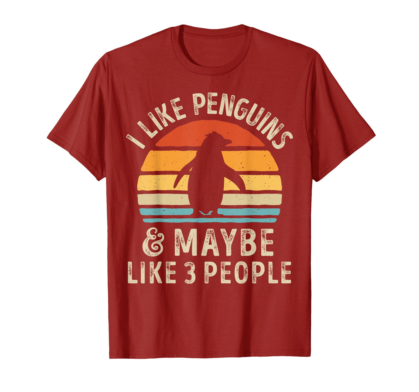 I Like Penguins and Maybe 3 People Funny Penguin Retro Bird T-Shirt