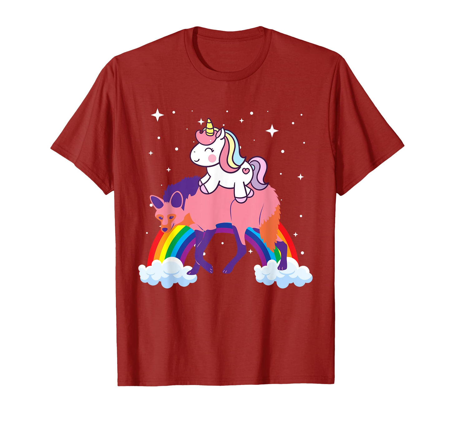 Unicorn Riding Wolf Boys Girls Men Women Kids Teens Rainbow T-Shirt