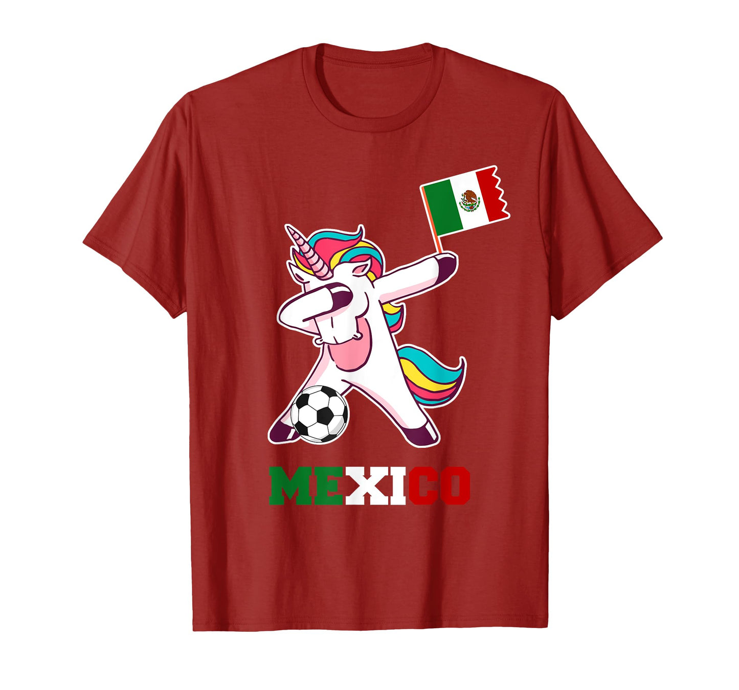 Mexico Soccer Shirt Dabbing Unicorn Mexican Flag T-Shirt