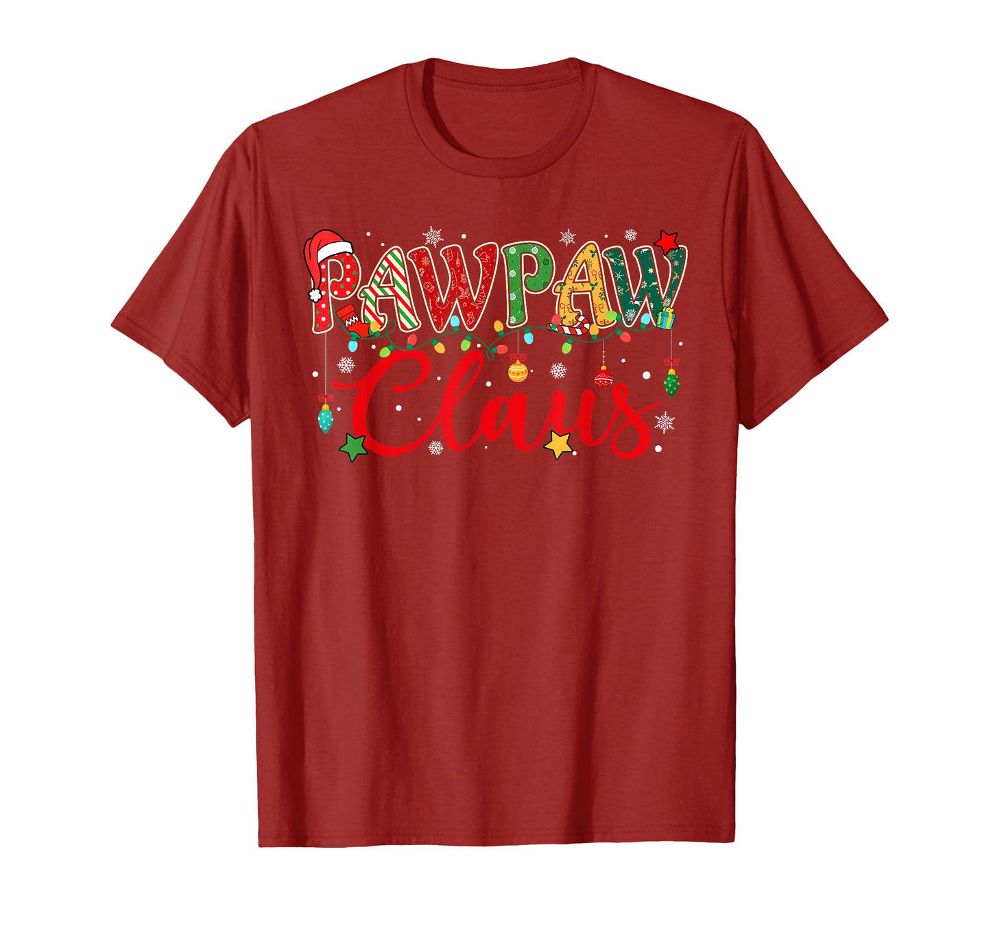 Pawpaw Claus Christmas Lights Pajama Family Matching Men T-Shirt