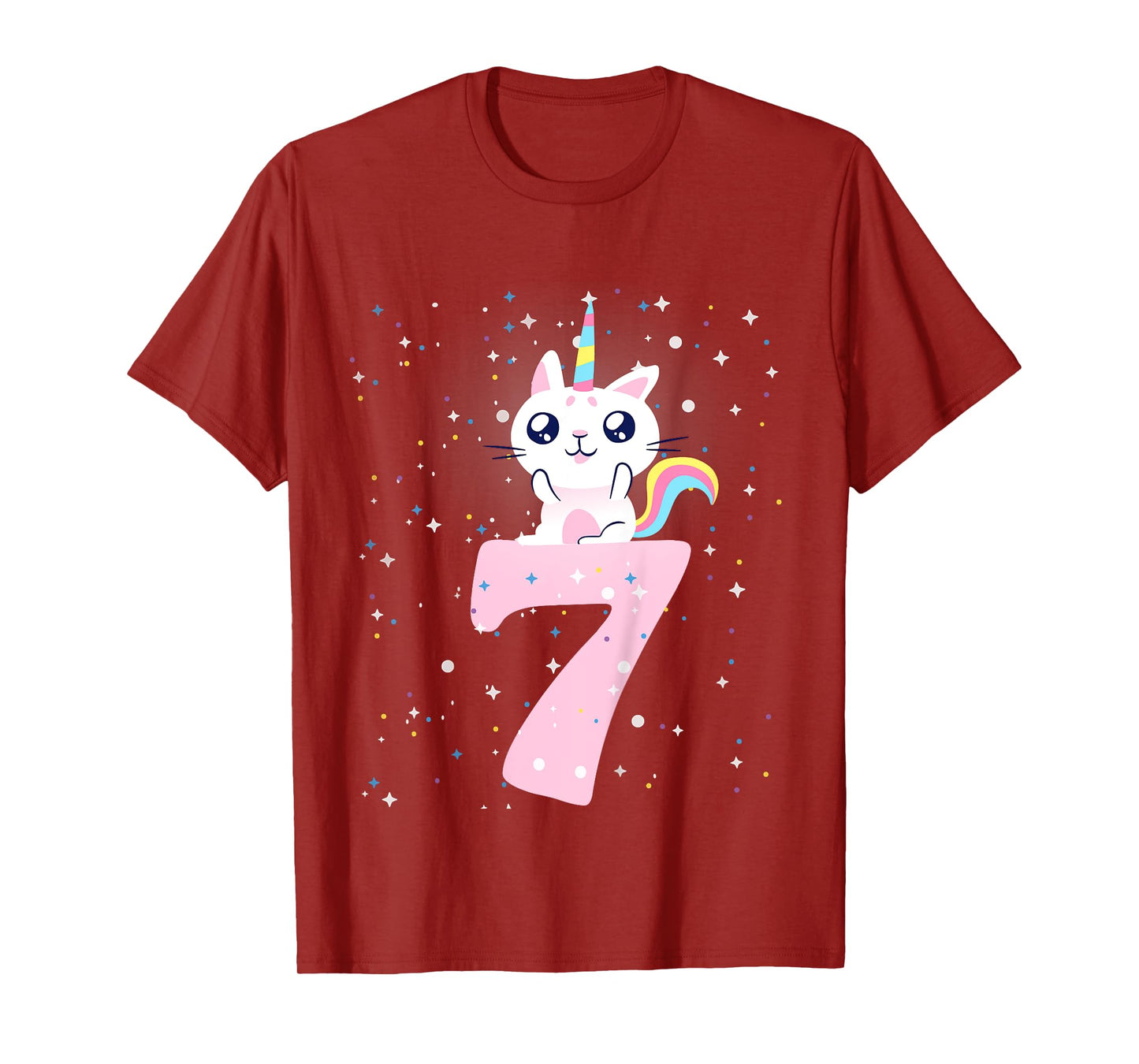 Kids 7th birthday girl outfit unicorn cat T-Shirt