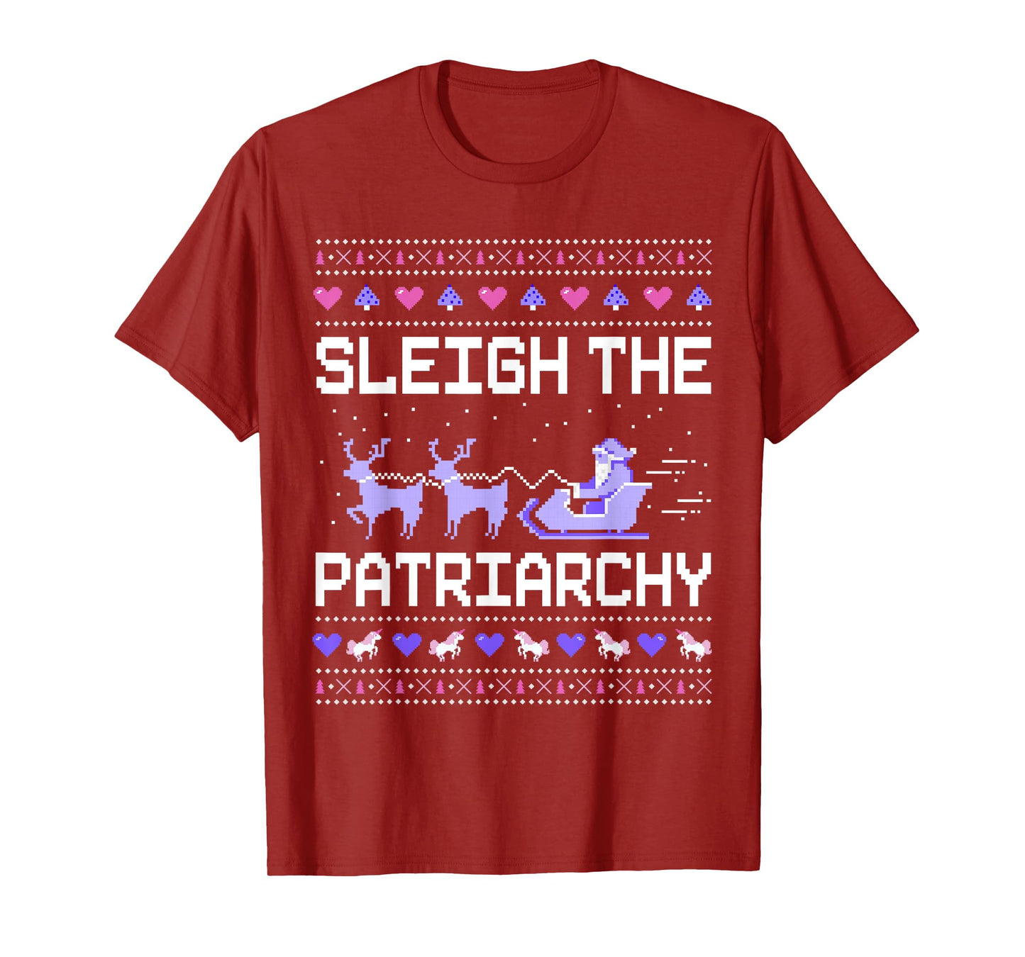 The Patriarchy Feminist Feminism Ugly Christmas Sleigh T-Shirt