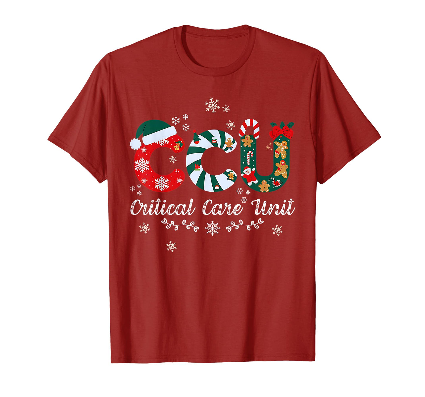 Funny CCU Nurse Christmas Critical Care Unit Xmas Girl Nurse T-Shirt