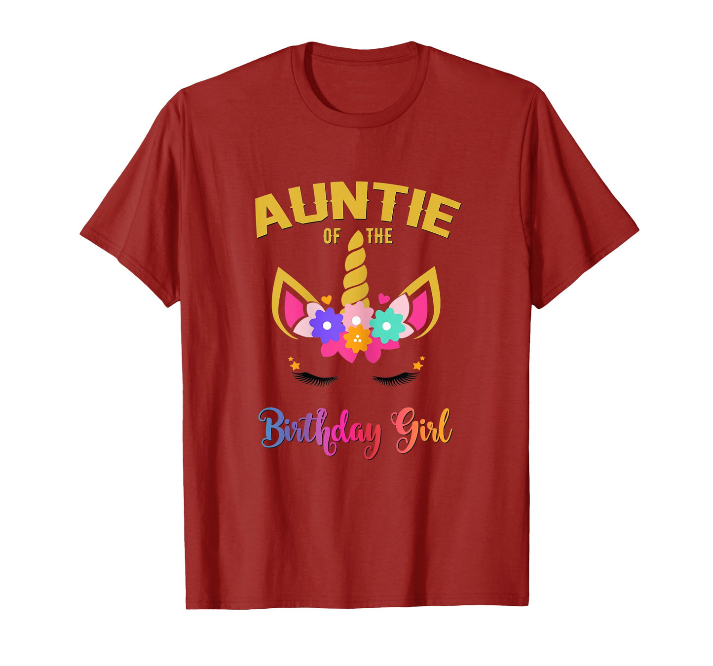 Womens Auntie Of The Birthday Girl Unicorn Matching Birthday T-Shirt